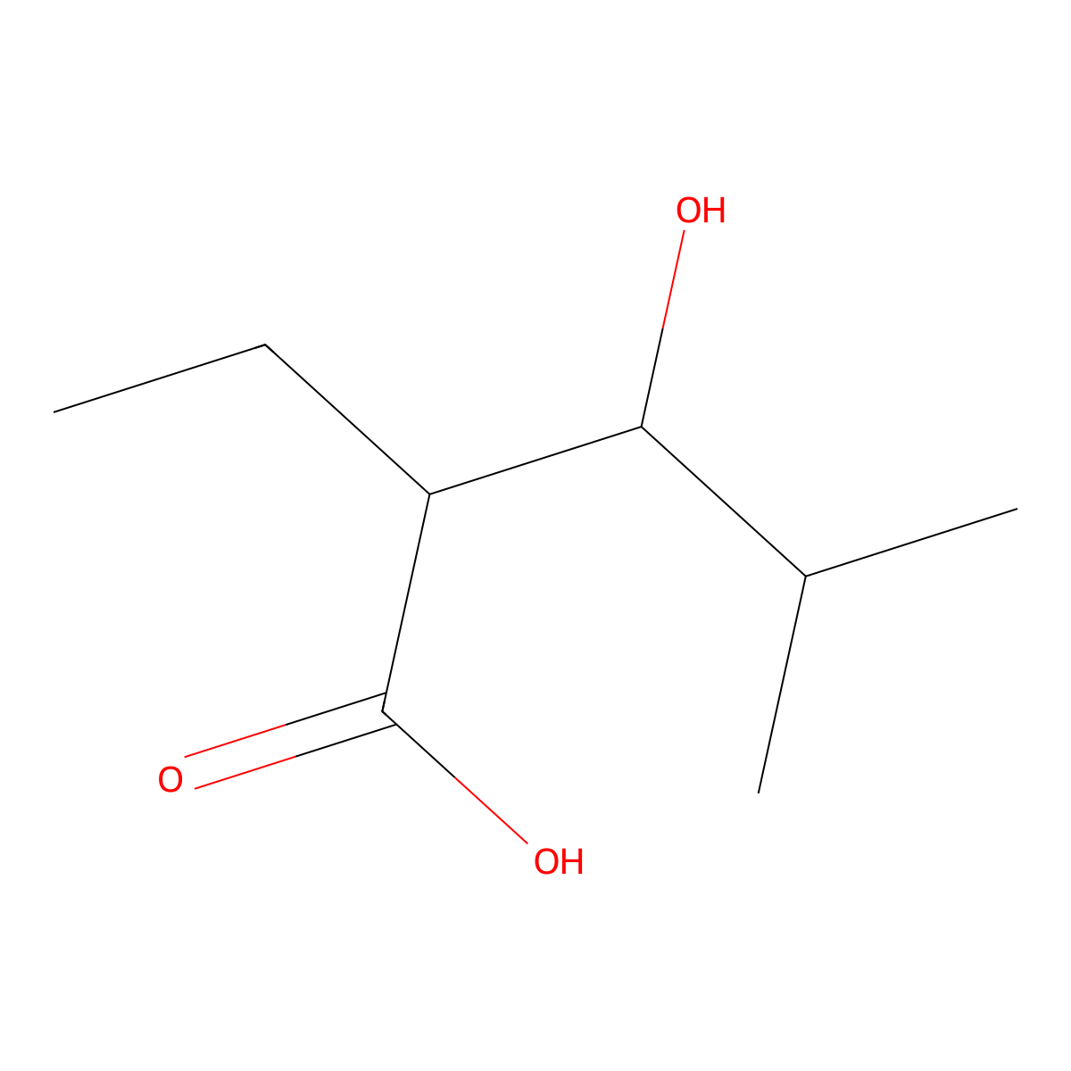 2-Ethyl-3-hydroxy-4-methylpentanoic acid molecular structure, CAS 1310267-91-4