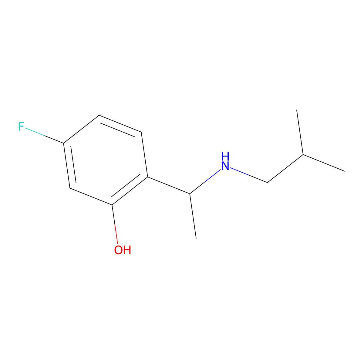 5-Fluoro-2-{1-[(2-methylpropyl)amino]ethyl}phenol molecular structure, CAS 1310270-33-7