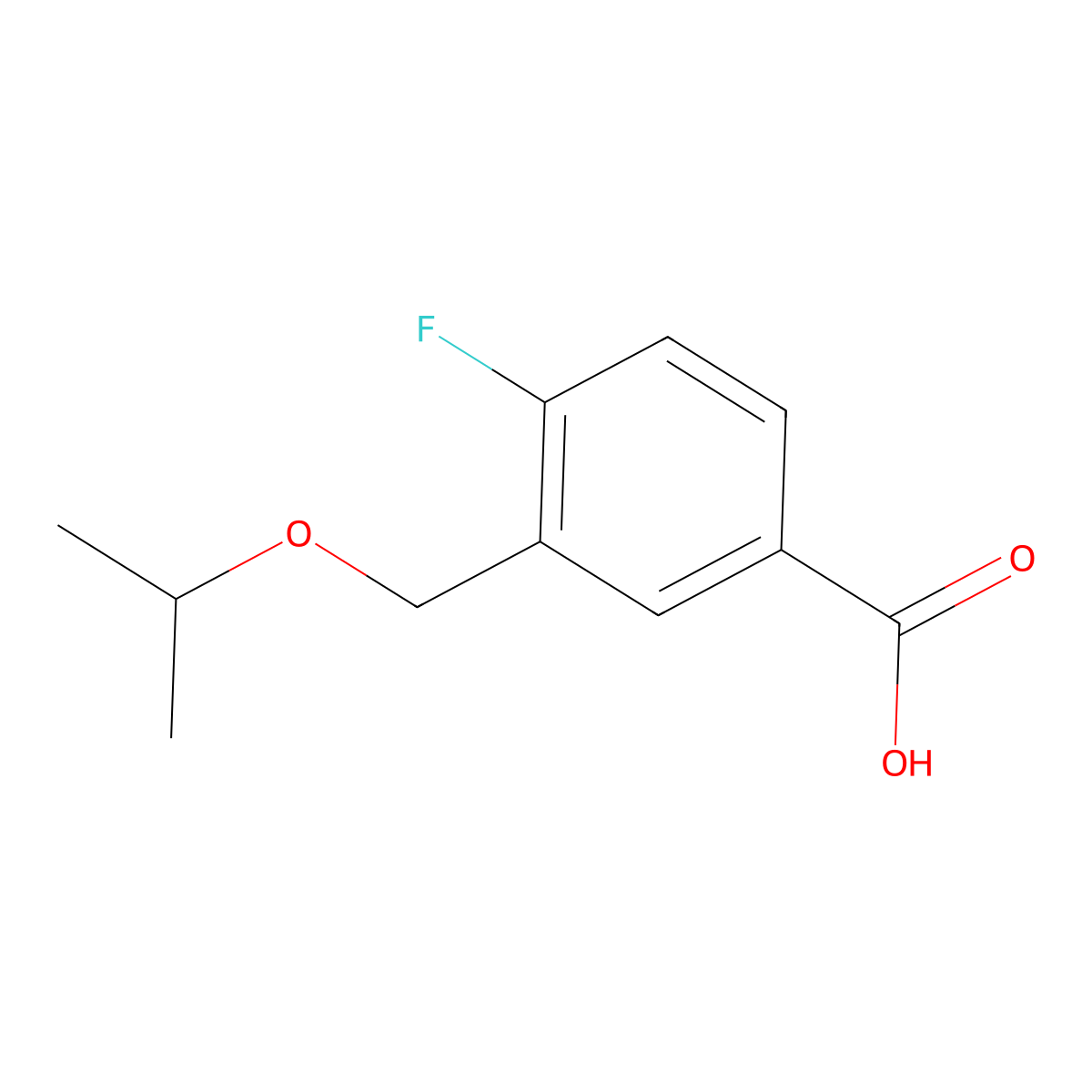 4-Fluoro-3-[(propan-2-yloxy)methyl]benzoic acid molecular structure, CAS 1310270-71-3