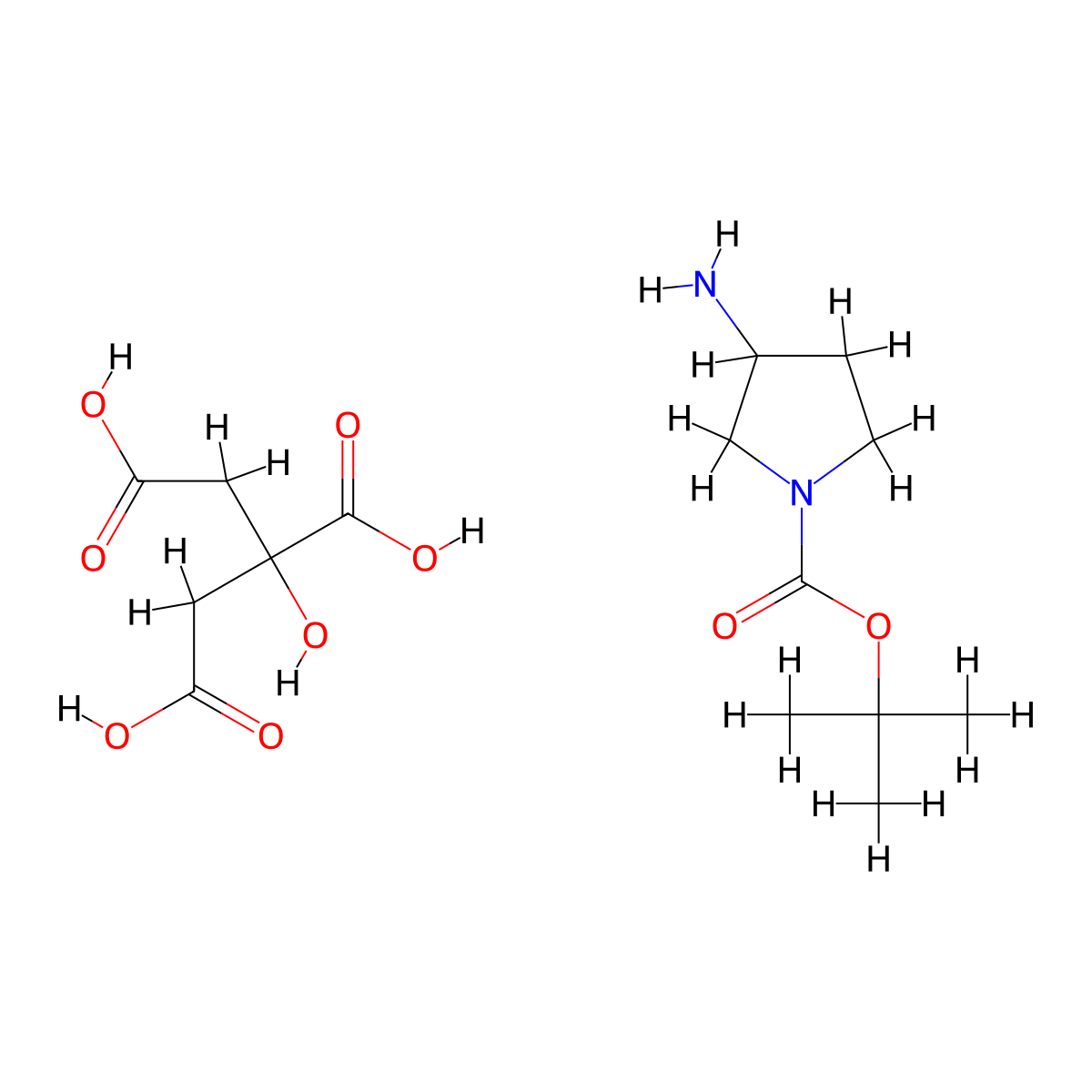 tert-Butyl 3-aminopyrrolidine-1-carboxylate 2-hydroxypropane-1,2,3-tricarboxylate molecular structure, CAS 1310278-53-5