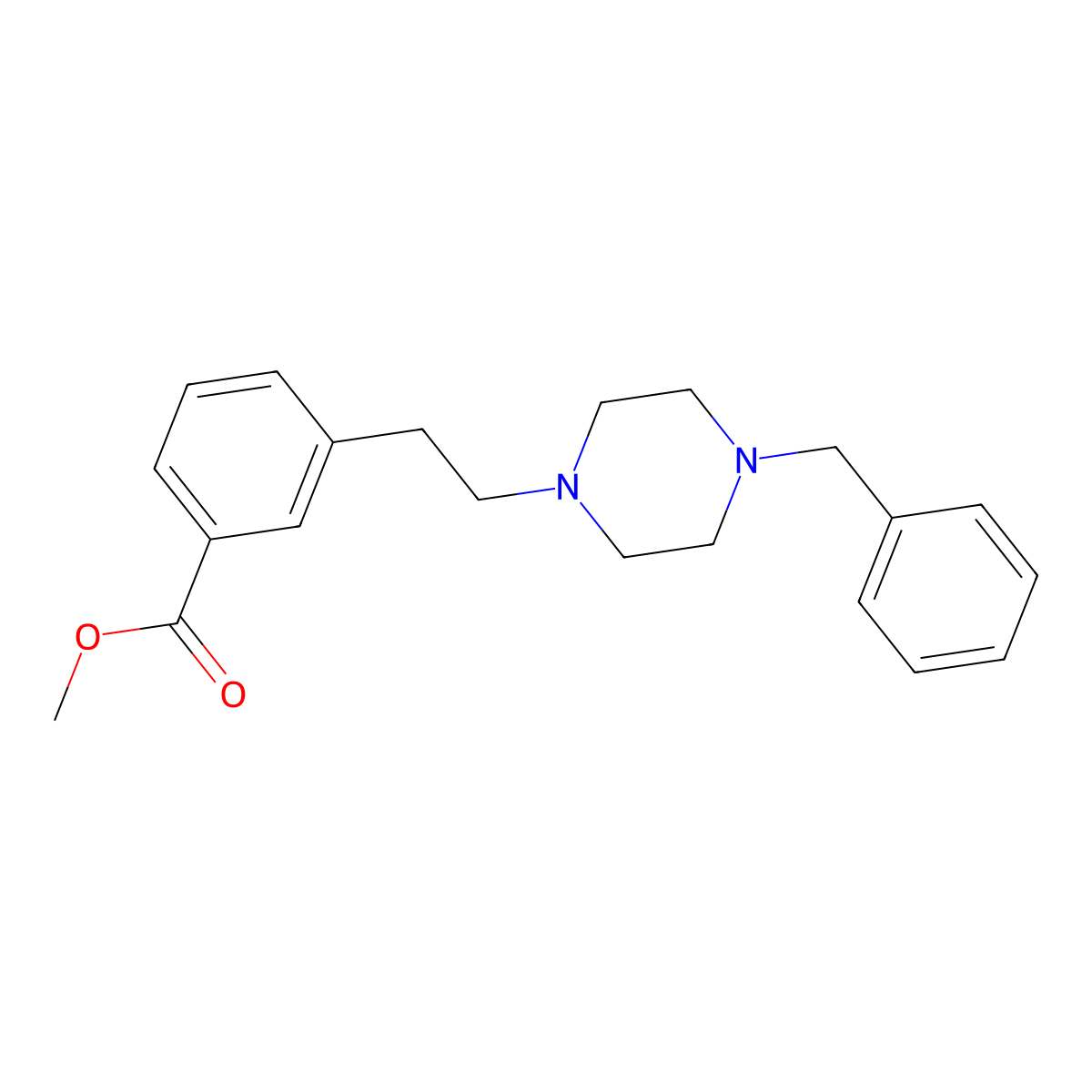 Benzoic acid, 3-(2-(4-(phenylmethyl)-1-piperazinyl)ethyl)-, methyl ester molecular structure, CAS 131028-34-7