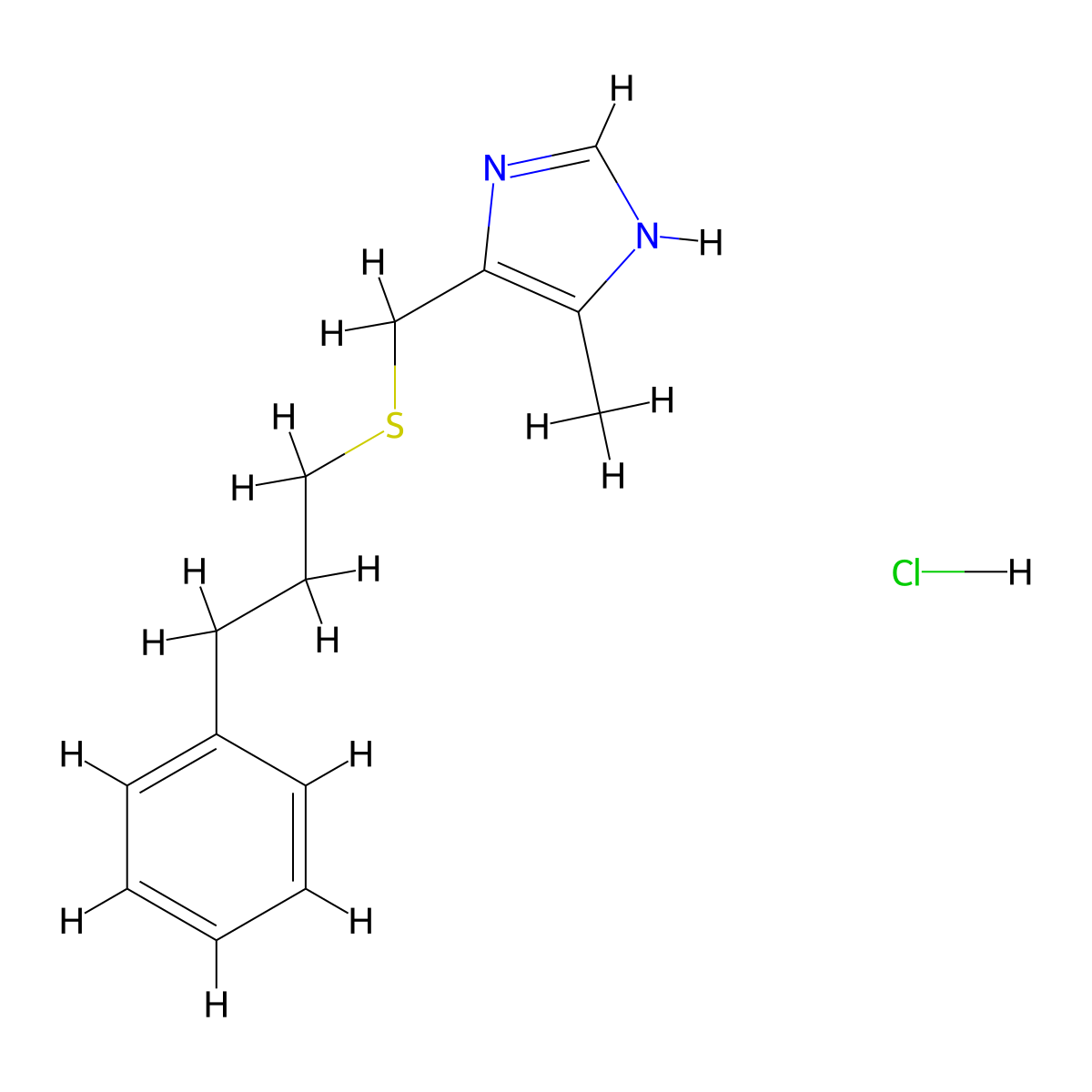 1H-Imidazole, 4-methyl-5-(((3-phenylpropyl)thio)methyl)-, monohydrochloride molecular structure, CAS 131028-61-0