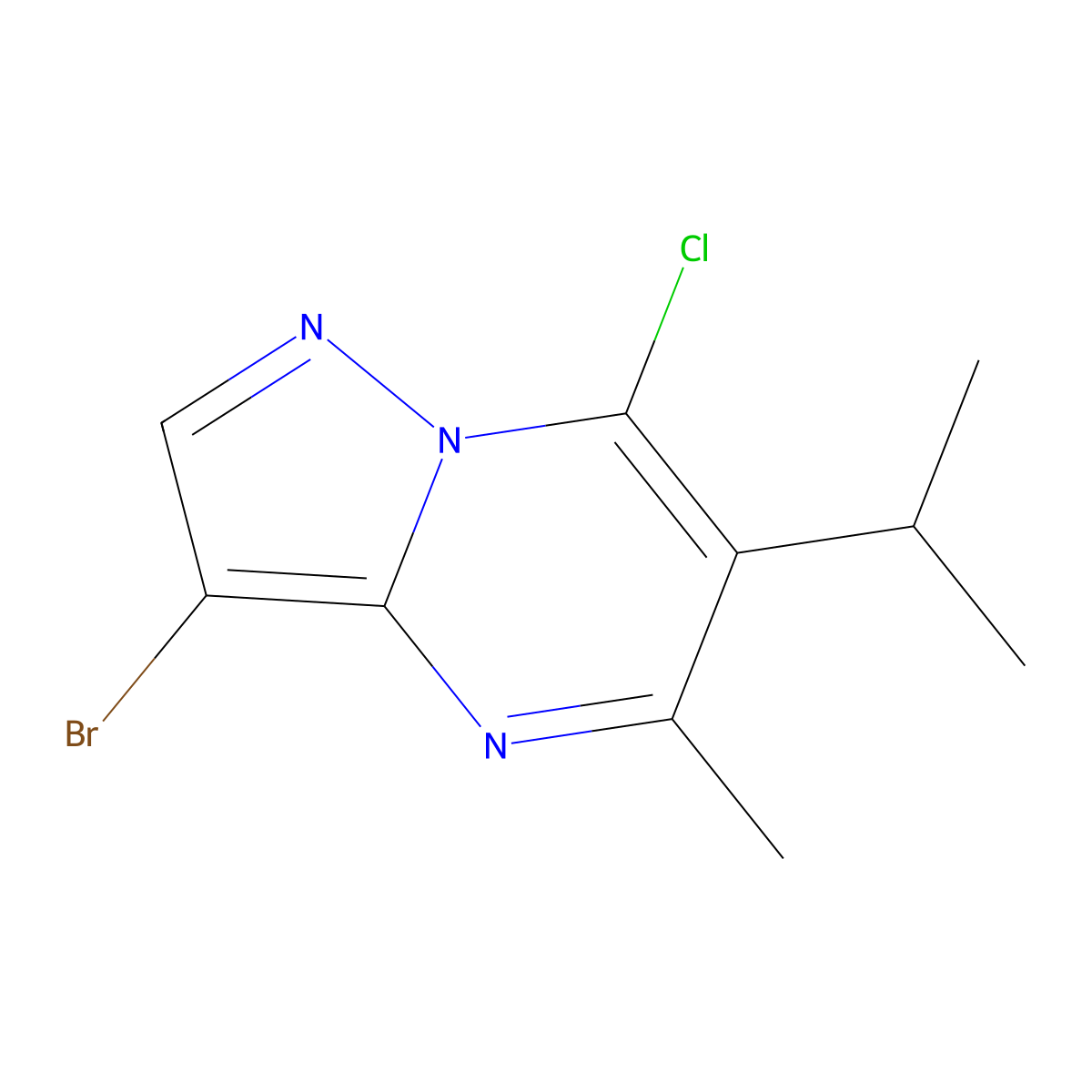 3-Bromo-7-chloro-5-methyl-6-(propan-2-yl)pyrazolo[1,5-a]pyrimidine molecular structure, CAS 1310287-68-3