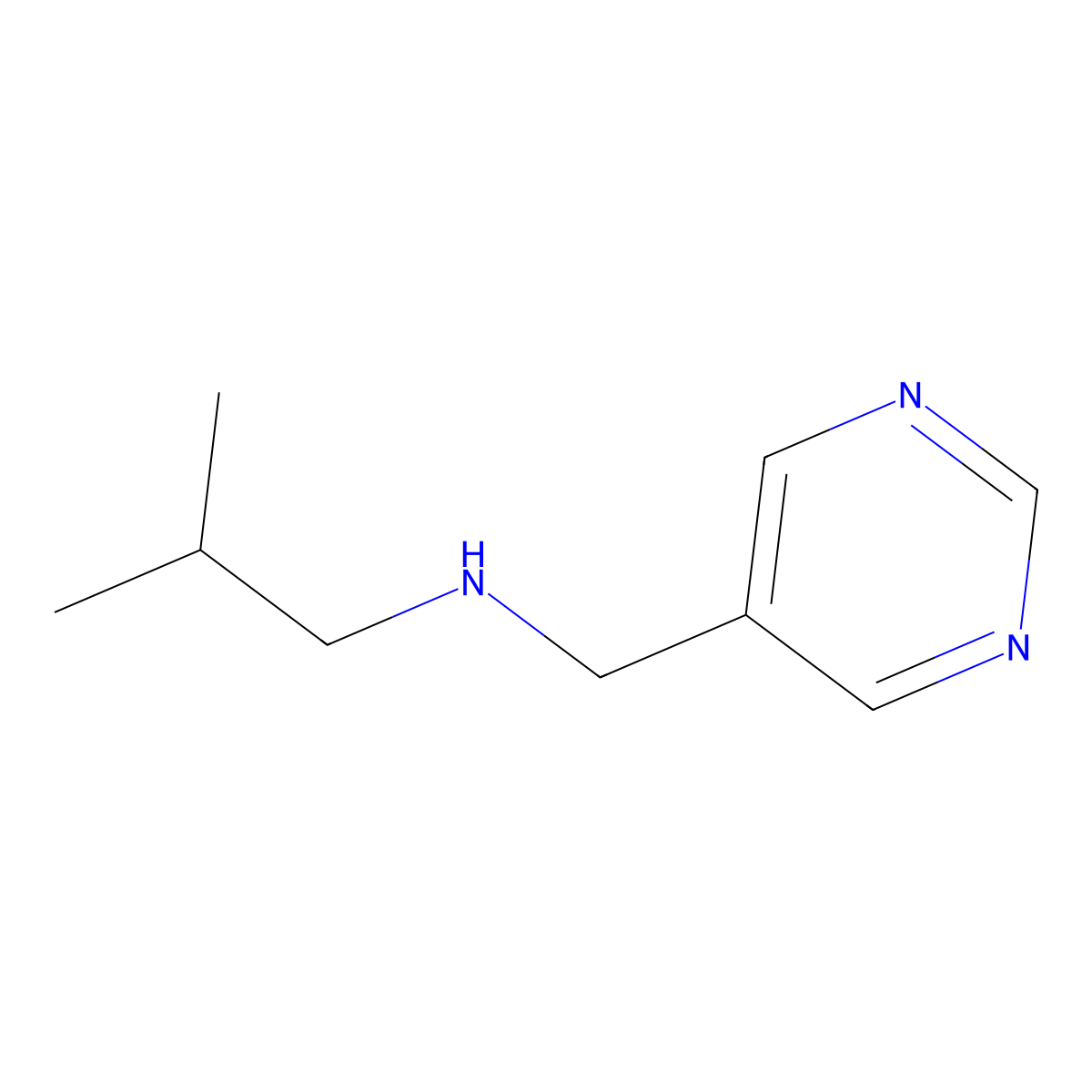 (2-Methylpropyl)[(pyrimidin-5-yl)methyl]amine molecular structure, CAS 1310293-40-3