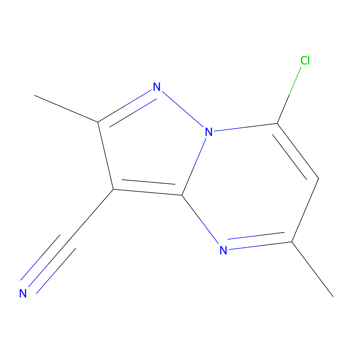 7-Chloro-2,5-dimethylpyrazolo[1,5-A]pyrimidine-3-carbonitrile molecular structure, CAS 1310295-80-7
