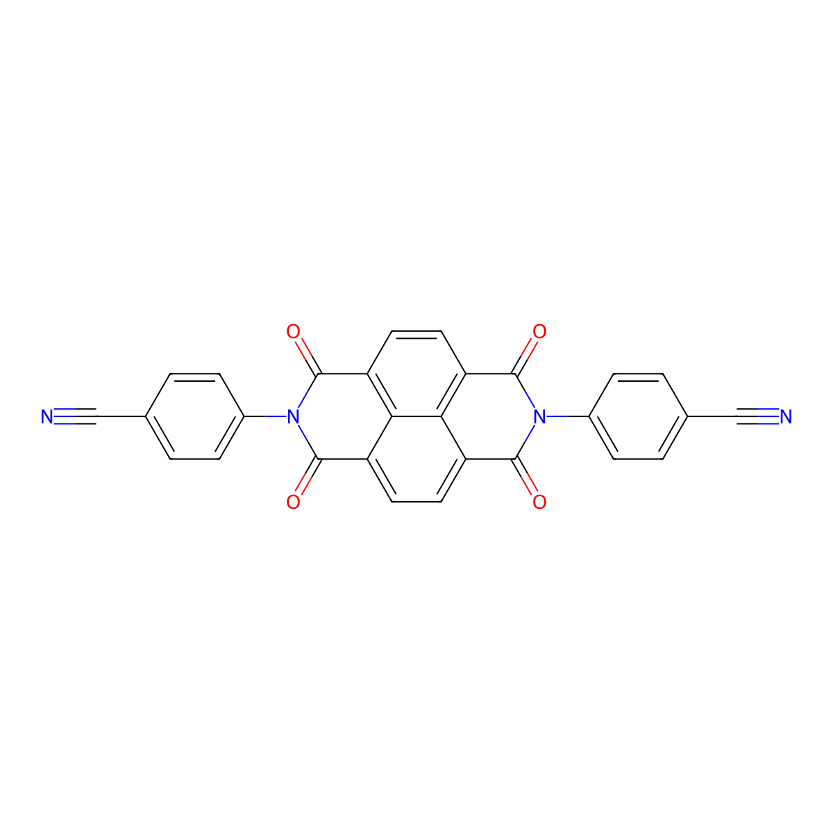 4,4'-(1,3,6,8-Tetraoxobenzo[lmn][3,8]phenanthroline-2,7(1H,3H,6H,8H)-diyl)dibenzonitrile molecular structure, CAS 131032-66-1