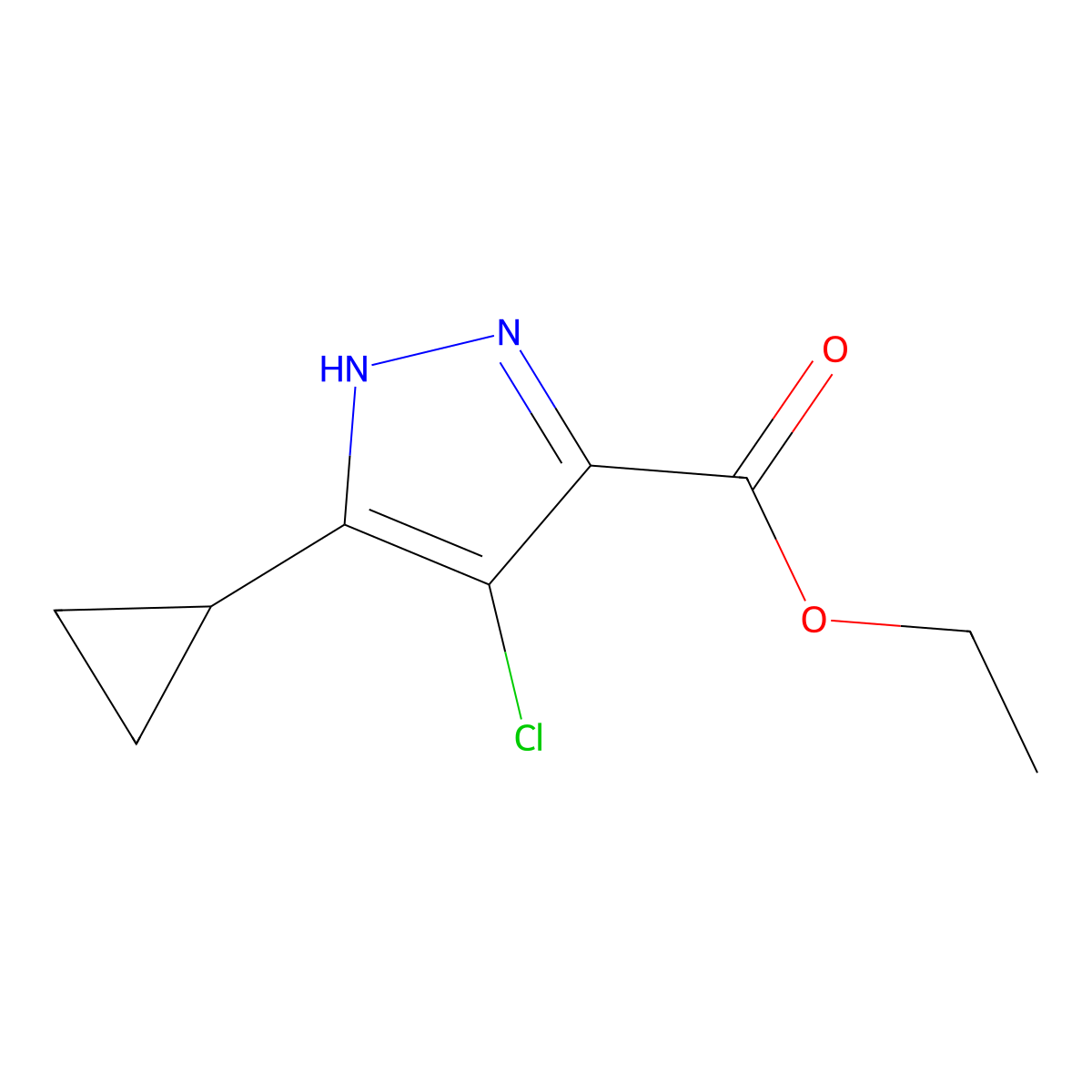 ethyl 4-chloro-3-cyclopropyl-1H-pyrazole-5-carboxylate molecular structure, CAS 1310350-97-0