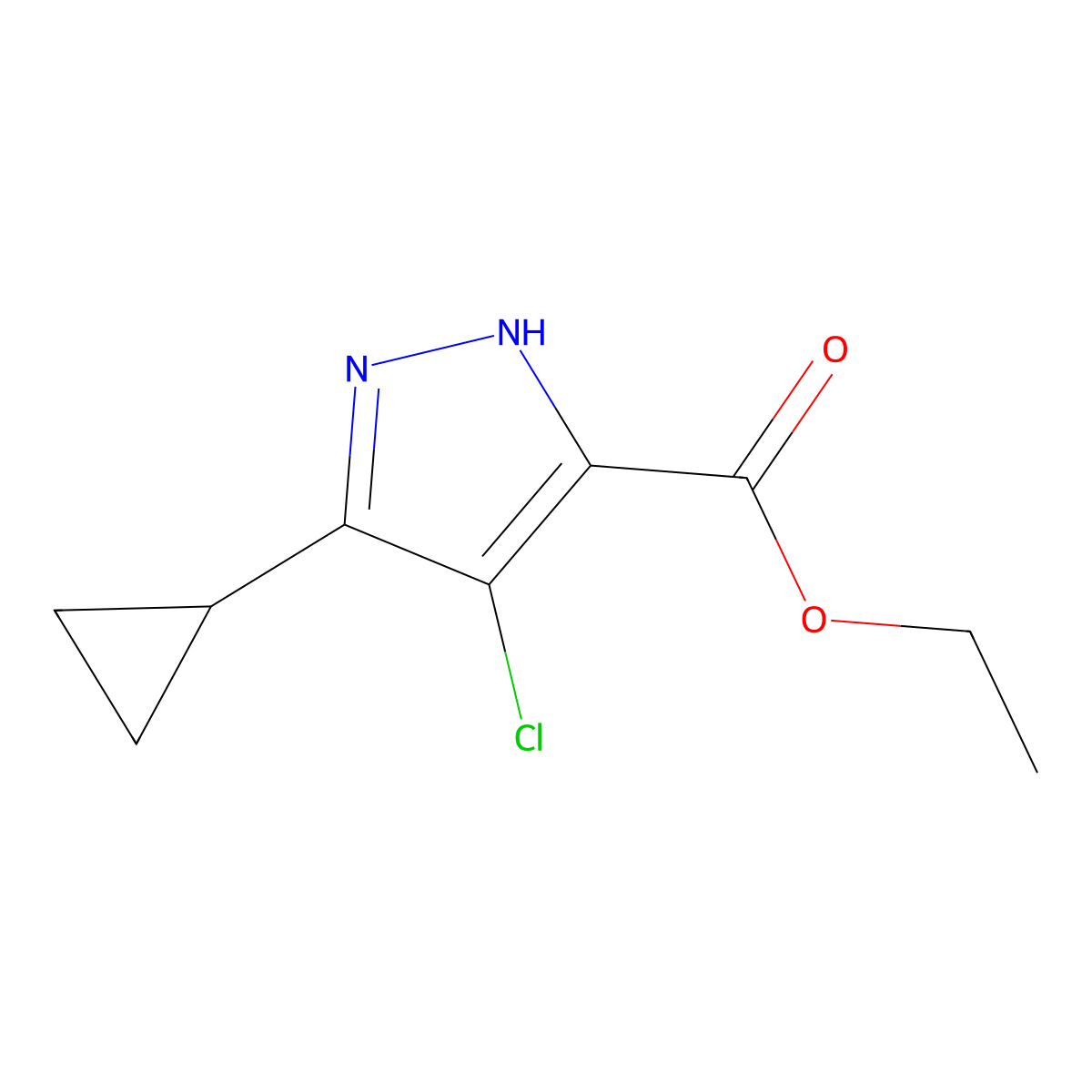 ethyl 4-chloro-3-cyclopropyl-1H-pyrazole-5-carboxylate molecular structure, CAS 1310350-97-0