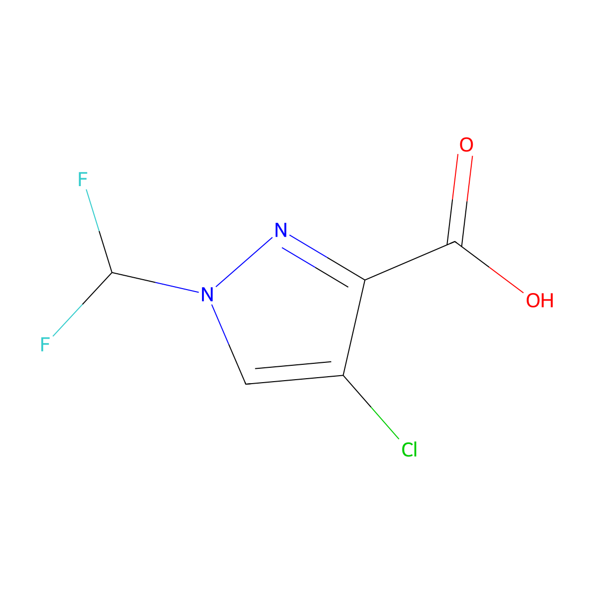 4-chloro-1-(difluoromethyl)-1H-pyrazole-3-carboxylic acid molecular structure, CAS 1310350-99-2