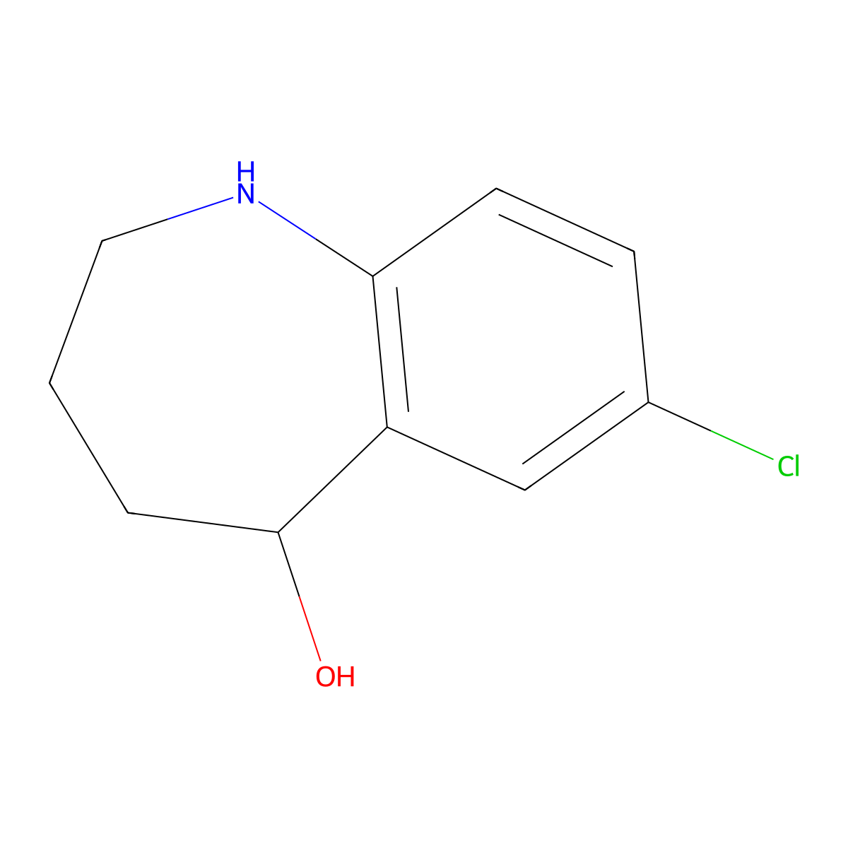 7-chloro-2,3,4,5-tetrahydro-1H-1-benzazepin-5-ol molecular structure, CAS 1310357-40-4