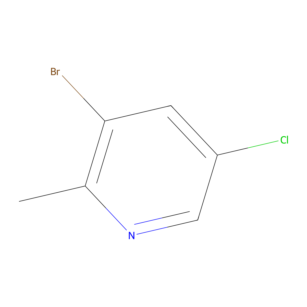 3-Bromo-5-chloro-2-methylpyridine molecular structure, CAS 131036-39-0