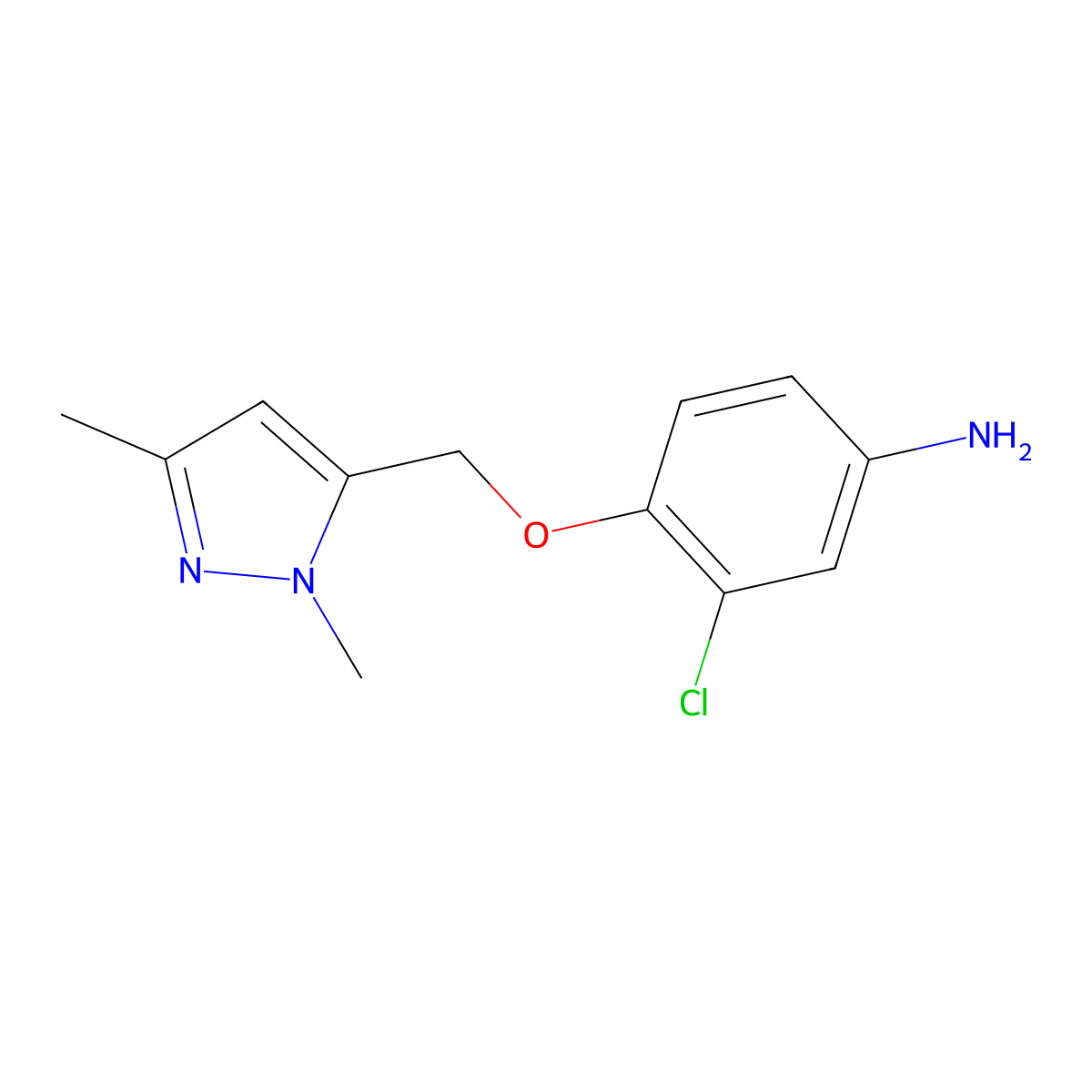 3-chloro-4-[(1,3-dimethyl-1H-pyrazol-5-yl)methoxy]aniline molecular structure, CAS 1310379-26-0