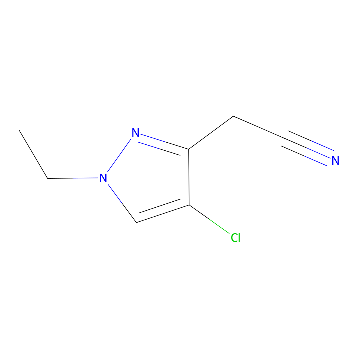 2-(4-Chloro-1-ethyl-1H-pyrazol-3-yl)acetonitrile molecular structure, CAS 1310379-32-8