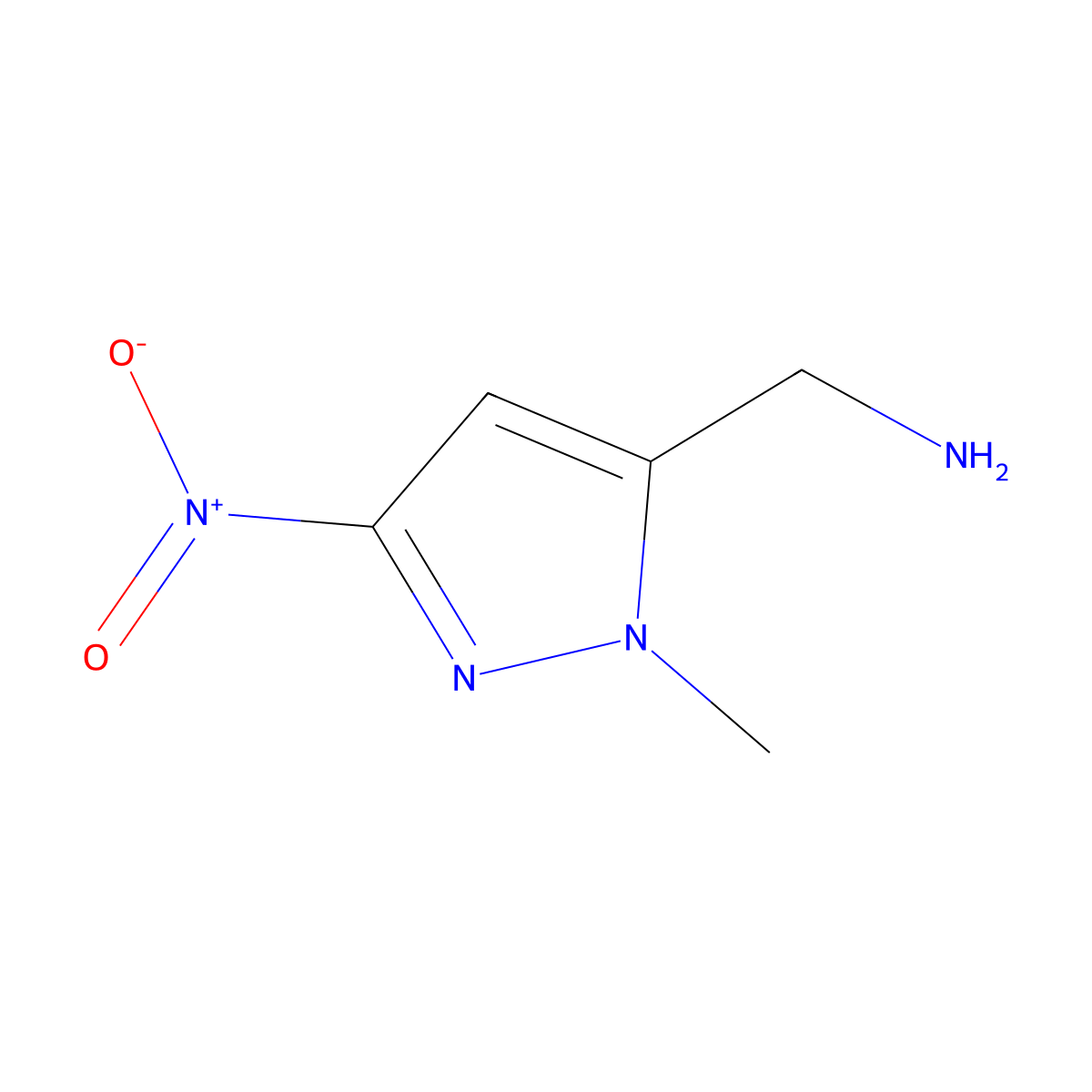 (1-Methyl-3-nitro-1H-pyrazol-5-yl)methanamine molecular structure, CAS 1310379-38-4