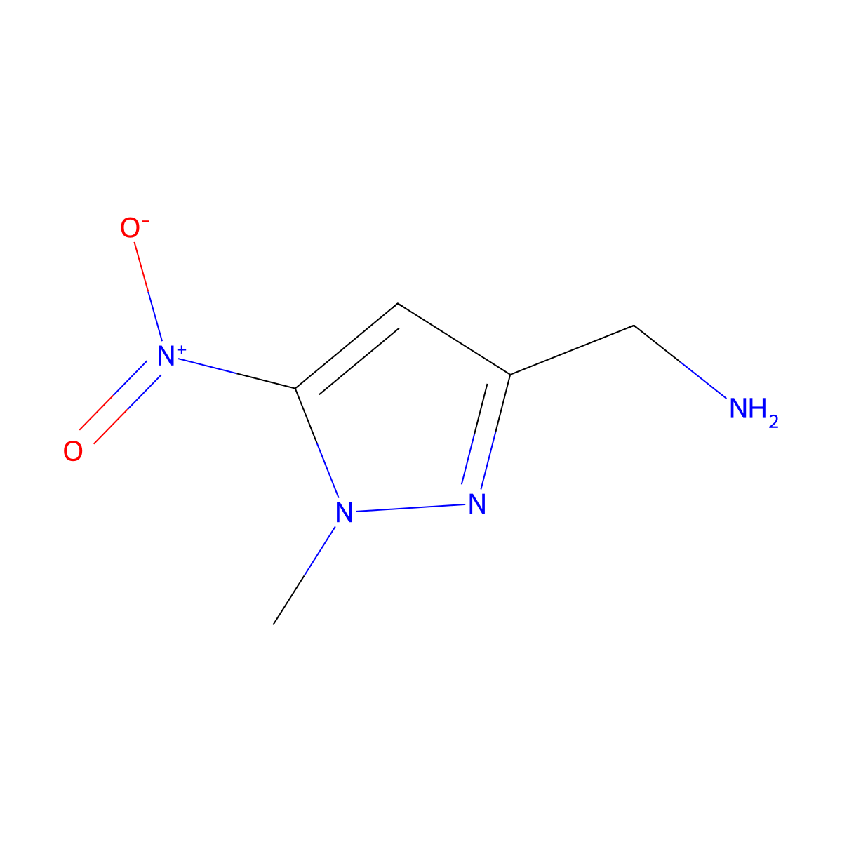 (1-Methyl-5-nitro-1H-pyrazol-3-yl)methanamine molecular structure, CAS 1310379-39-5