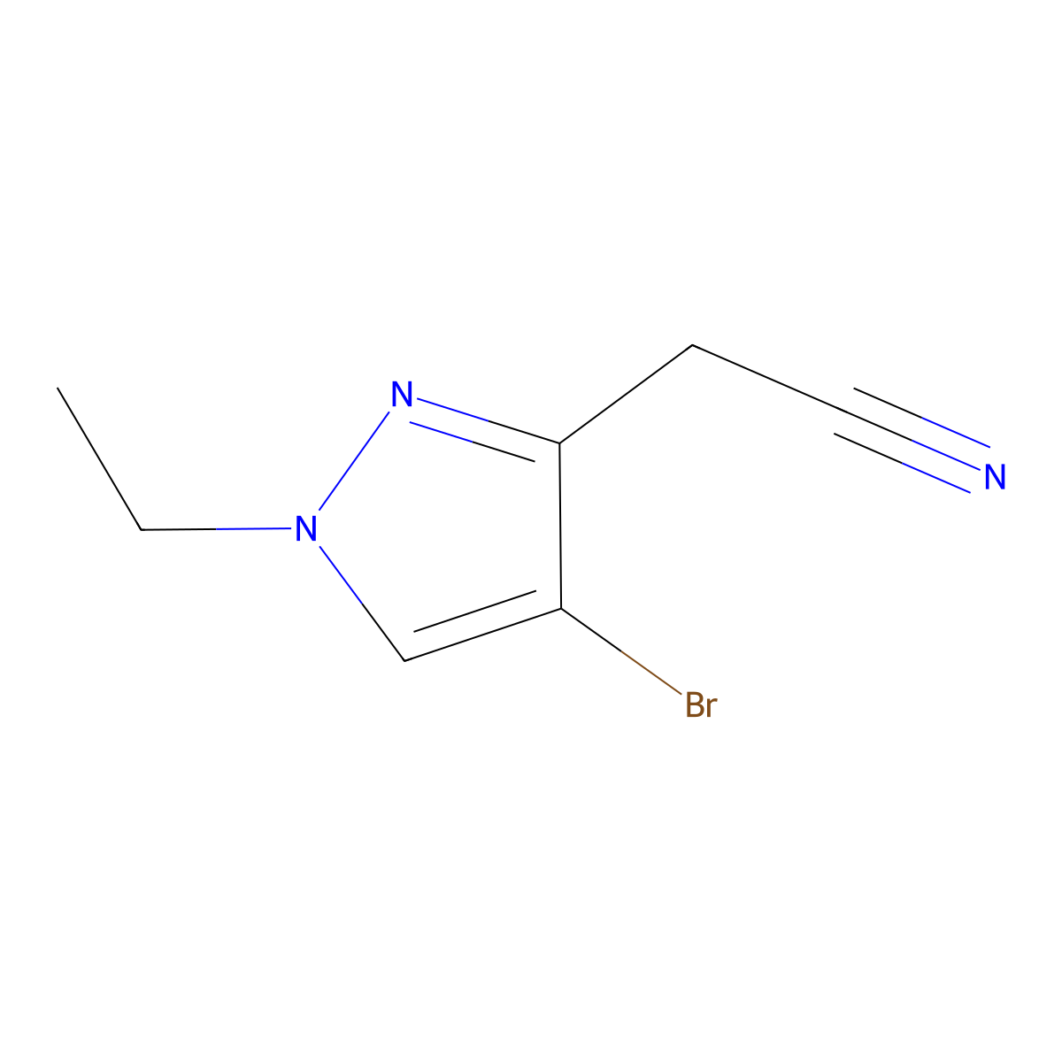 (4-bromo-1-ethyl-1H-pyrazol-3-yl)acetonitrile molecular structure, CAS 1310379-47-5