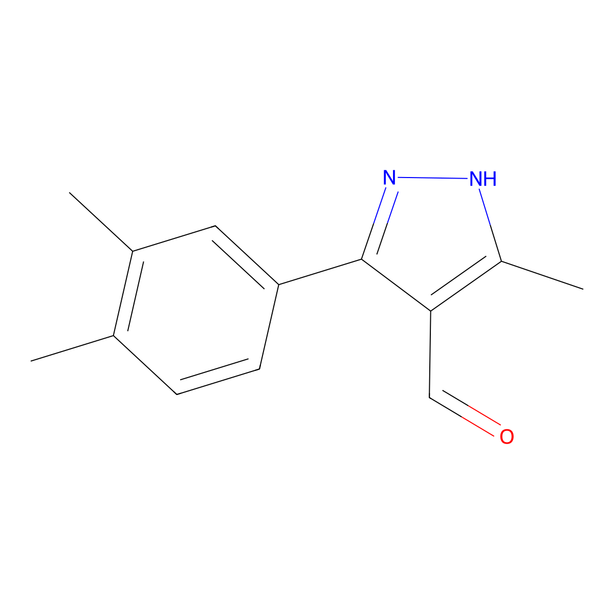 3-(3,4-dimethylphenyl)-5-methyl-1H-pyrazole-4-carbaldehyde molecular structure, CAS 1310379-80-6