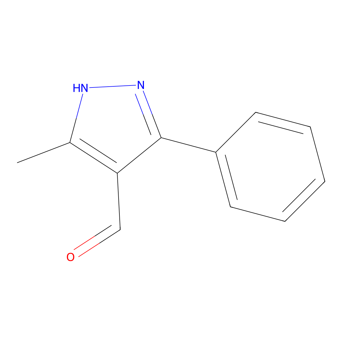 5-methyl-3-phenyl-1H-pyrazole-4-carbaldehyde molecular structure, CAS 1310381-60-2