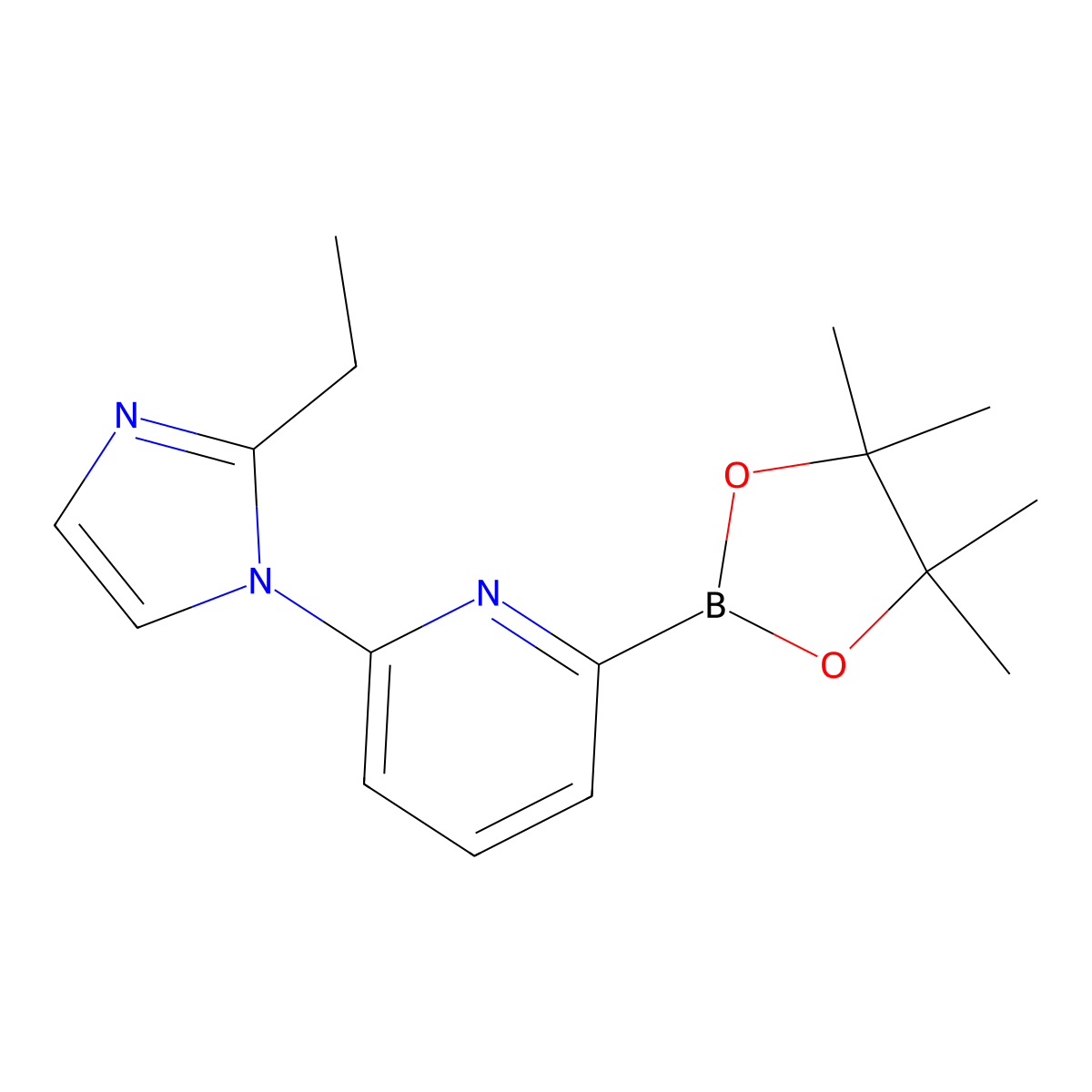 2-(2-Ethyl-1H-imidazol-1-yl)-6-(4,4,5,5-tetramethyl-1,3,2-dioxaborolan-2-yl)pyridine molecular structure, CAS 1310383-02-8