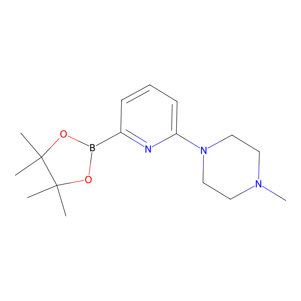 1-Methyl-4-(6-(4,4,5,5-tetramethyl-1,3,2-dioxaborolan-2-yl)pyridin-2-yl)piperazine molecular structure, CAS 1310383-04-0
