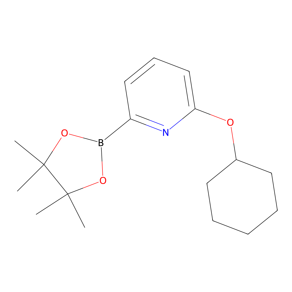 2-(Cyclohexyloxy)-6-(4,4,5,5-tetramethyl-1,3,2-dioxaborolan-2-yl)pyridine molecular structure, CAS 1310383-05-1