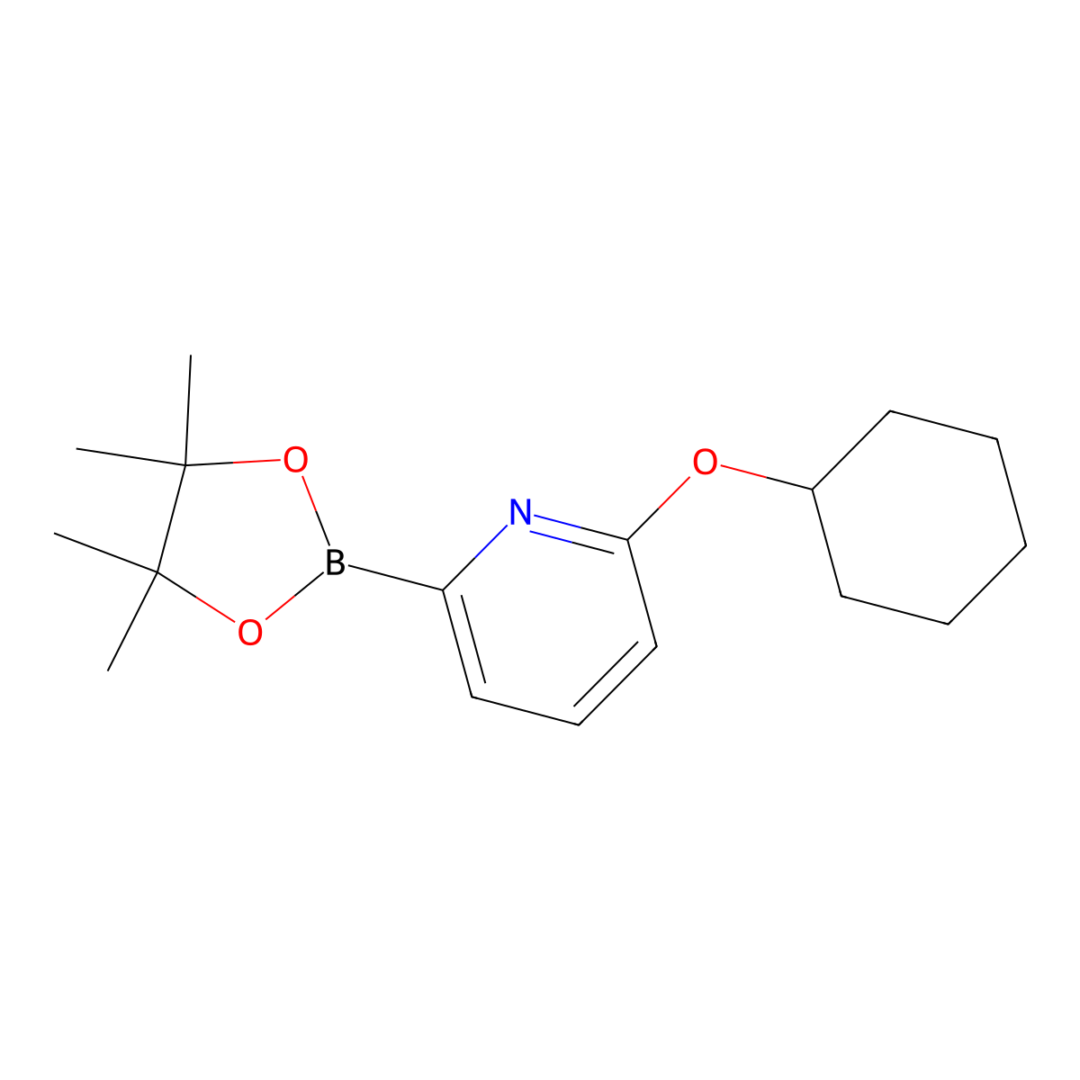 2-(Cyclohexyloxy)-6-(4,4,5,5-tetramethyl-1,3,2-dioxaborolan-2-yl)pyridine molecular structure, CAS 1310383-05-1