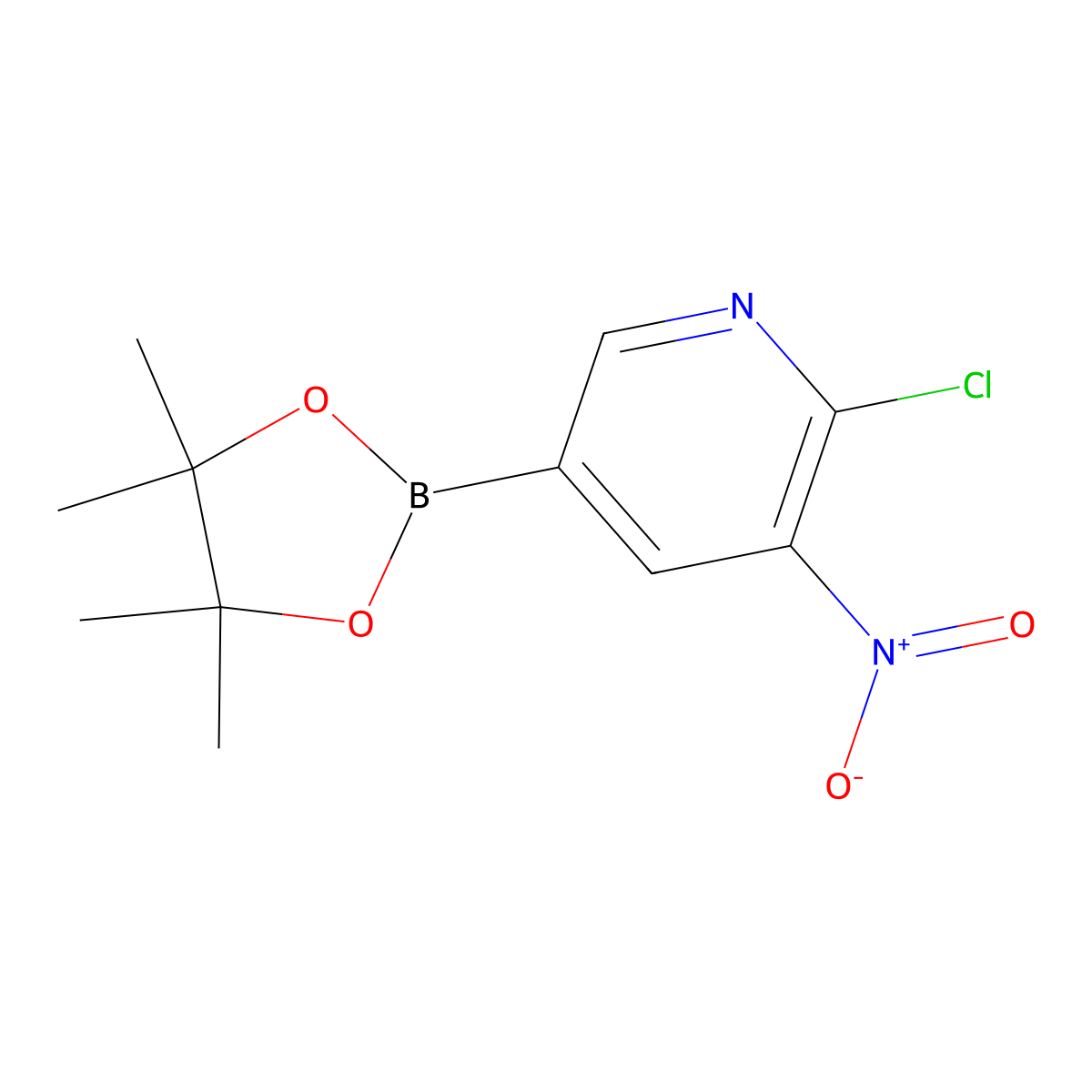 2-Chloro-3-nitro-5-(4,4,5,5-tetramethyl-1,3,2-dioxaborolan-2-YL)pyridine molecular structure, CAS 1310383-11-9