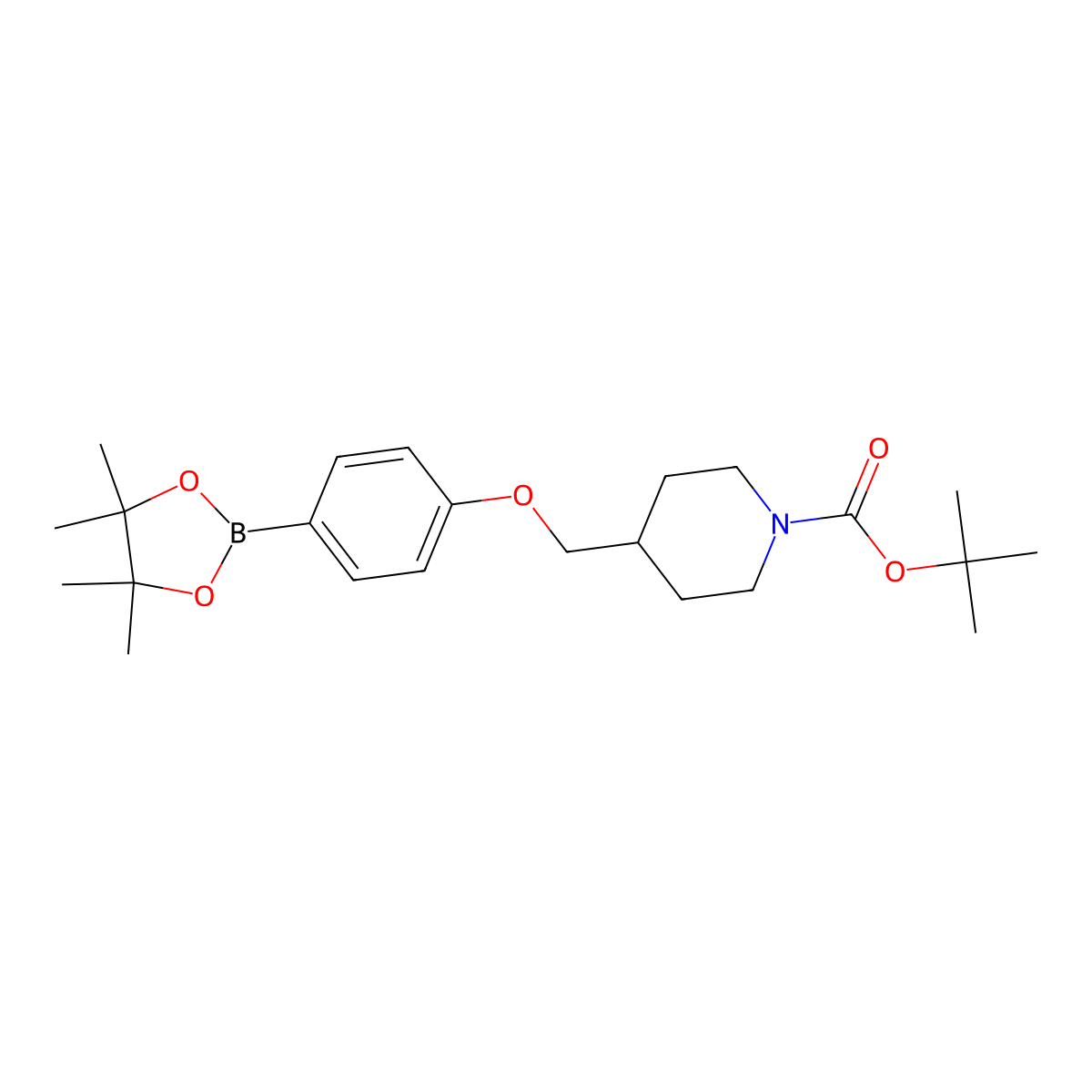 tert-Butyl 4-[4-(4,4,5,5-tetramethyl[1,3,2]dioxaborolan-2-yl)phenoxymethyl]piperidine-1-carboxylate molecular structure, CAS 1310383-45-9