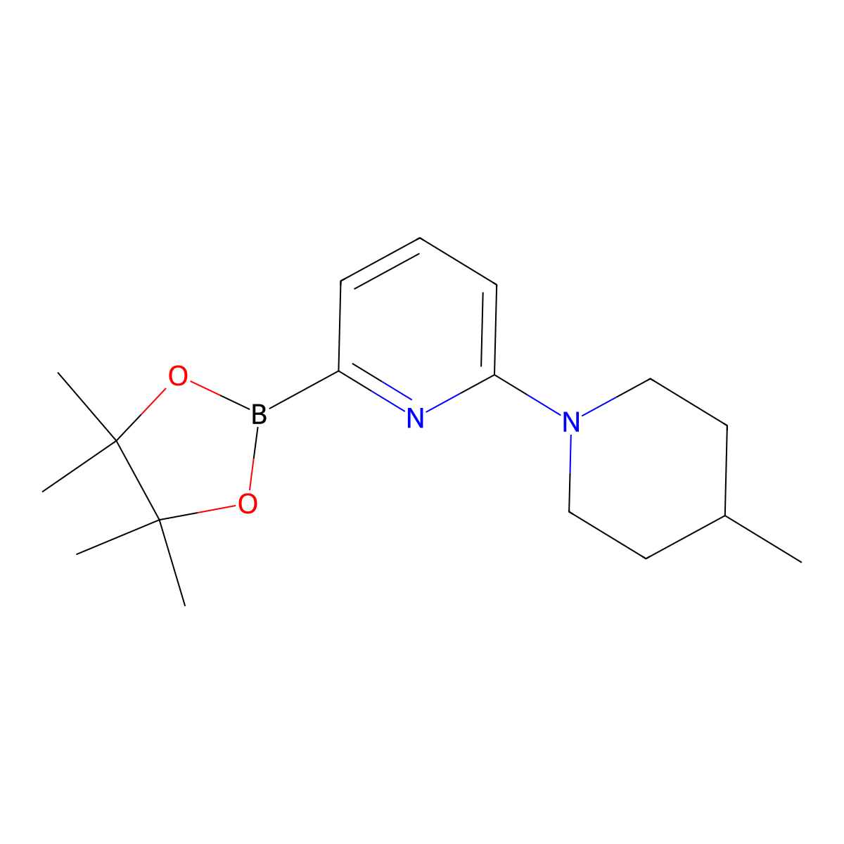 2-(4-Methylpiperidin-1-yl)-6-(4,4,5,5-tetramethyl-1,3,2-dioxaborolan-2-yl)pyridine molecular structure, CAS 1310383-51-7