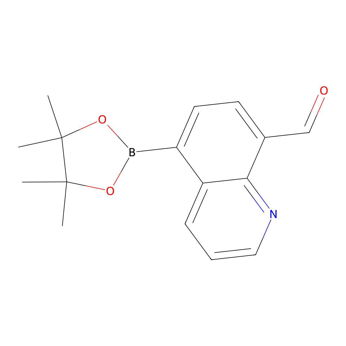 5-(4,4,5,5-Tetramethyl-1,3,2-dioxaborolan-2-yl)quinoline-8-carbaldehyde molecular structure, CAS 1310383-99-3