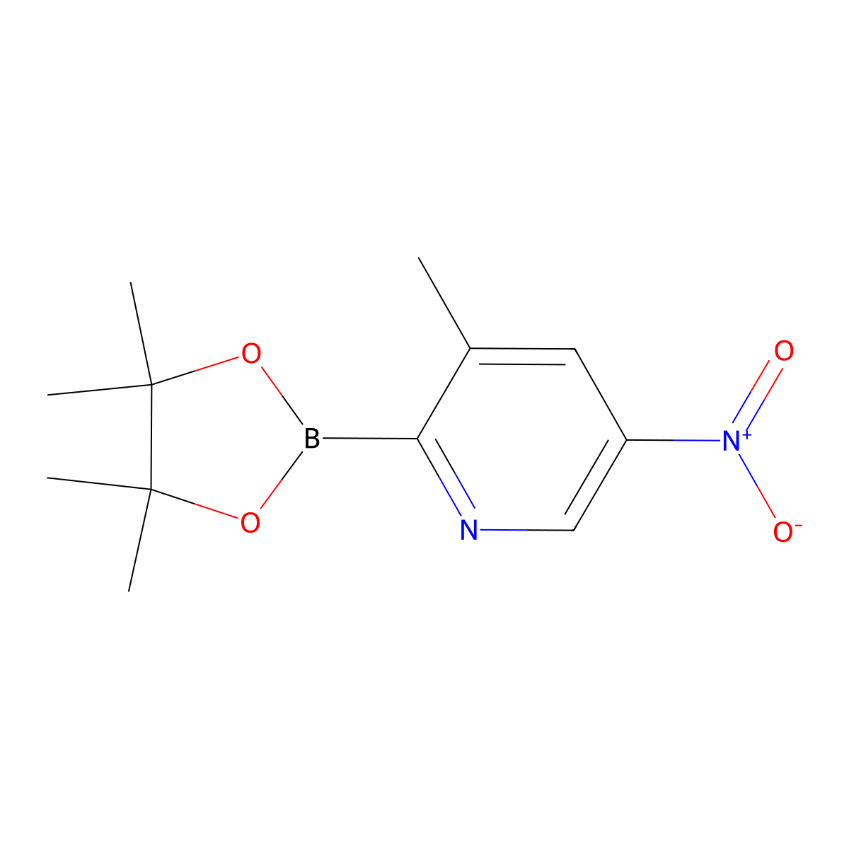 3-Methyl-5-nitro-2-(4,4,5,5-tetramethyl-1,3,2-dioxaborolan-2-yl)pyridine molecular structure, CAS 1310384-01-0