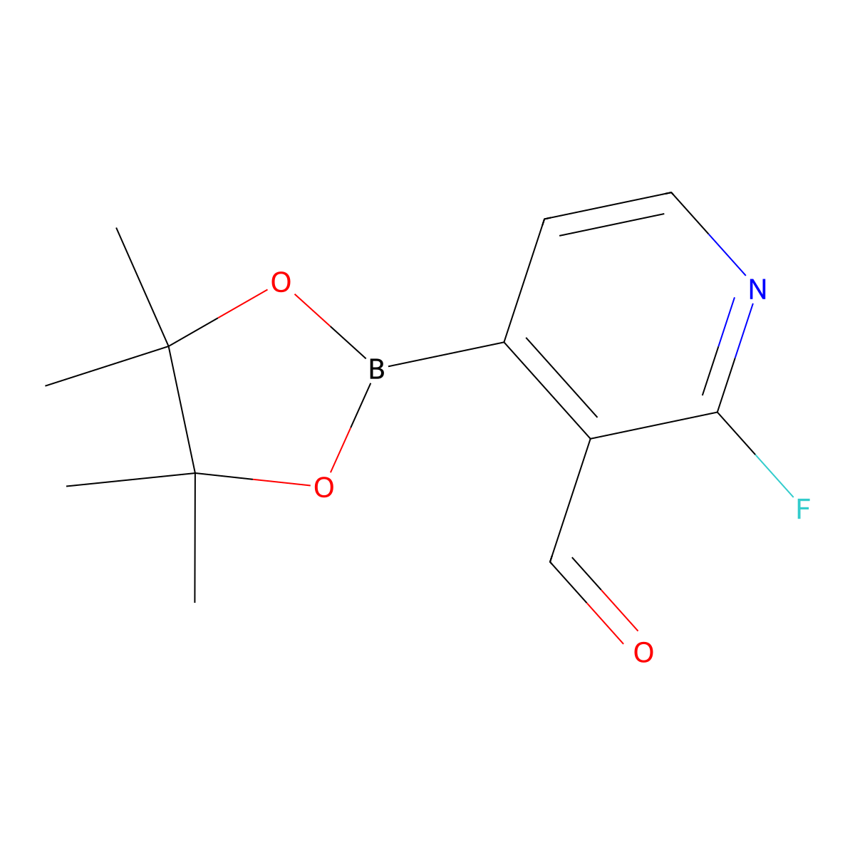 2-Fluoro-4-(4,4,5,5-tetramethyl-1,3,2-dioxaborolan-2-yl)nicotinaldehyde molecular structure, CAS 1310384-06-5