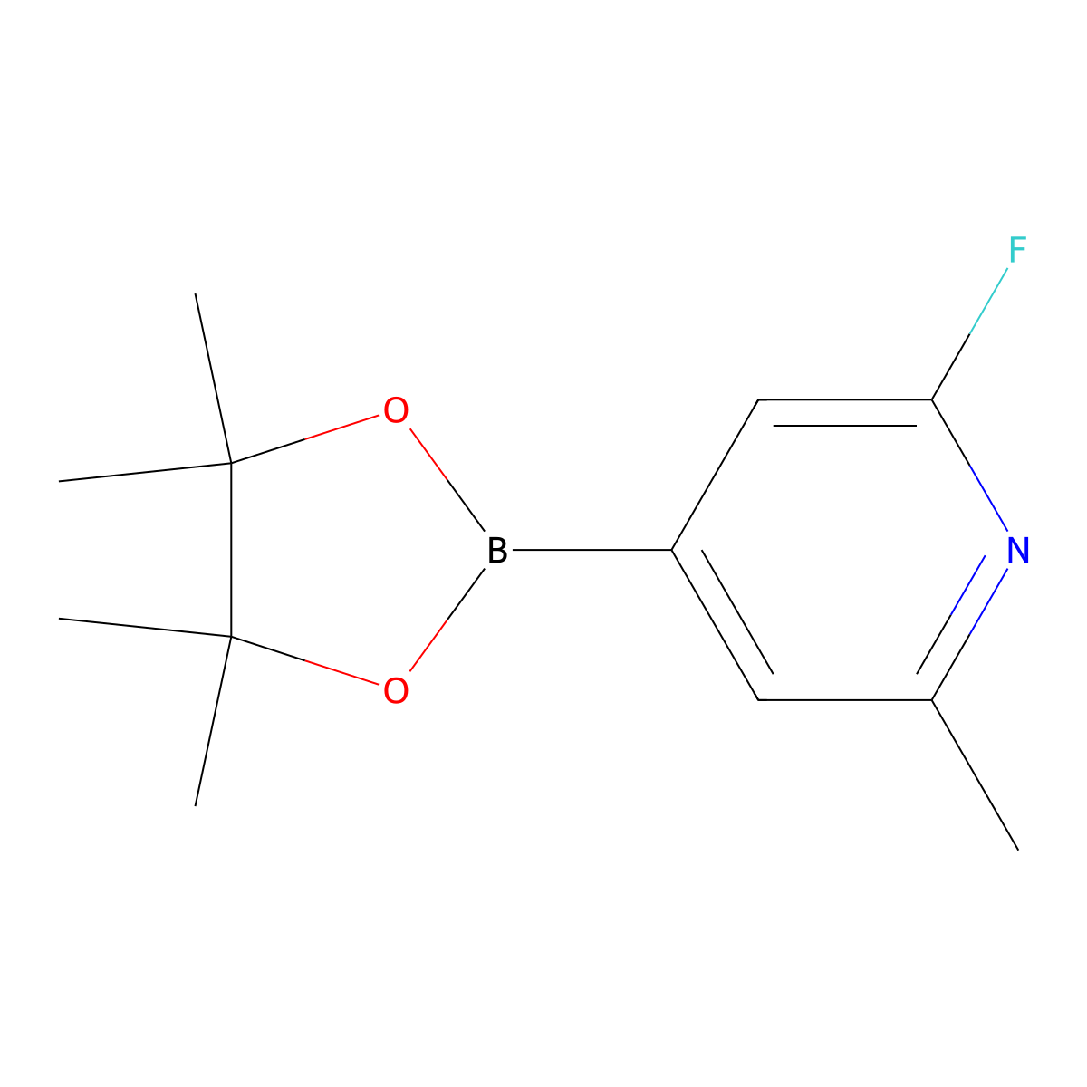 2-Fluoro-6-methyl-4-(4,4,5,5-tetramethyl-1,3,2-dioxaborolan-2-yl)pyridine molecular structure, CAS 1310384-07-6