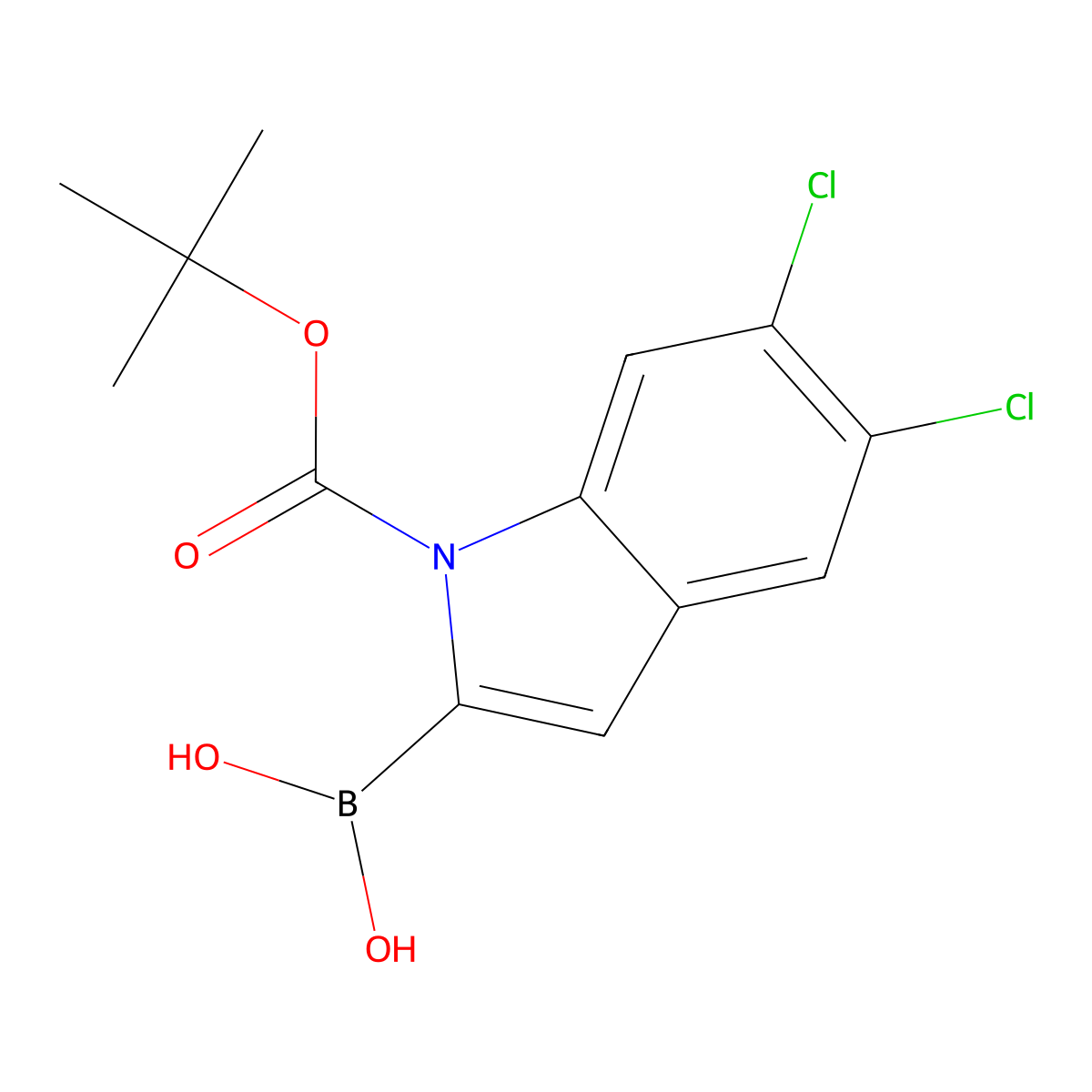 (1-(tert-Butoxycarbonyl)-5,6-dichloro-1H-indol-2-yl)boronic acid molecular structure, CAS 1310384-28-1