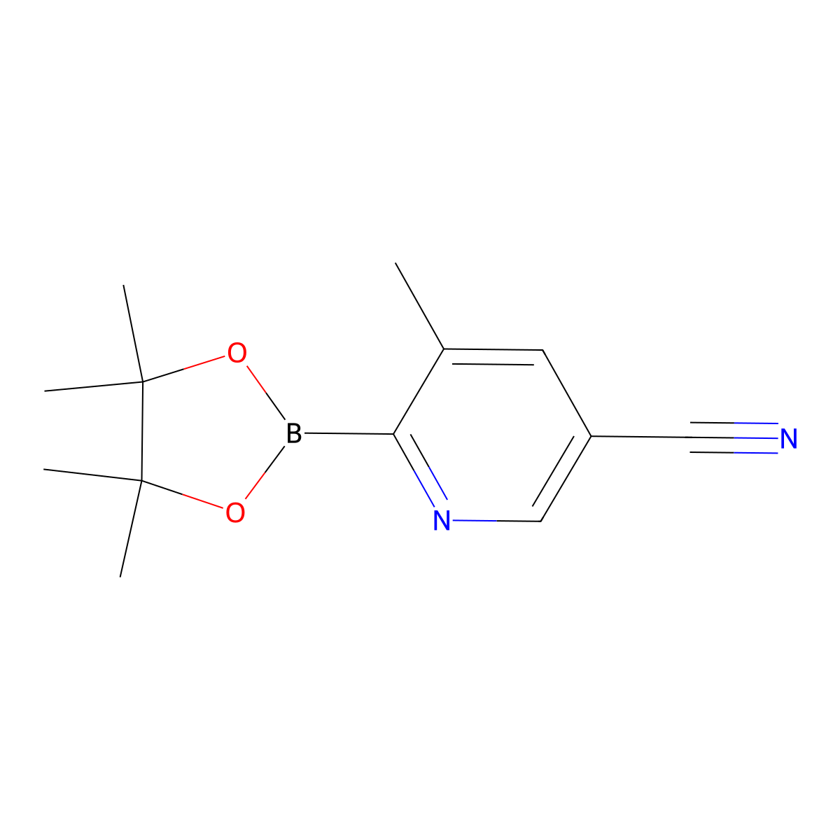 5-Methyl-6-(4,4,5,5-tetramethyl-1,3,2-dioxaborolan-2-yl)nicotinonitrile molecular structure, CAS 1310384-33-8
