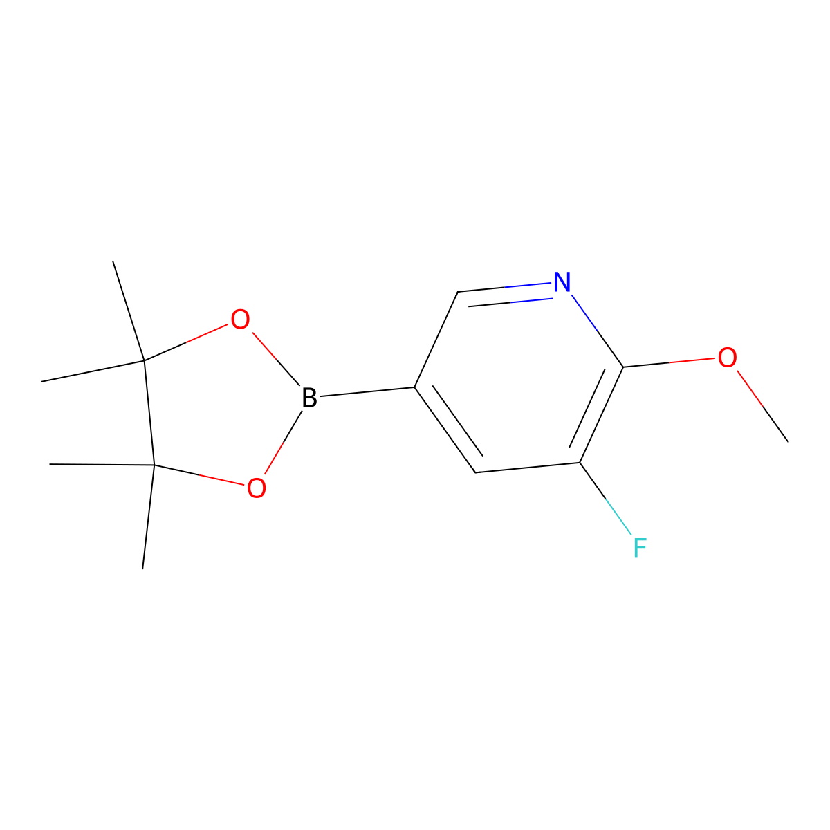 3-Fluoro-2-methoxy-5-(4,4,5,5-tetramethyl-1,3,2-dioxaborolan-2-yl)pyridine molecular structure, CAS 1310384-35-0