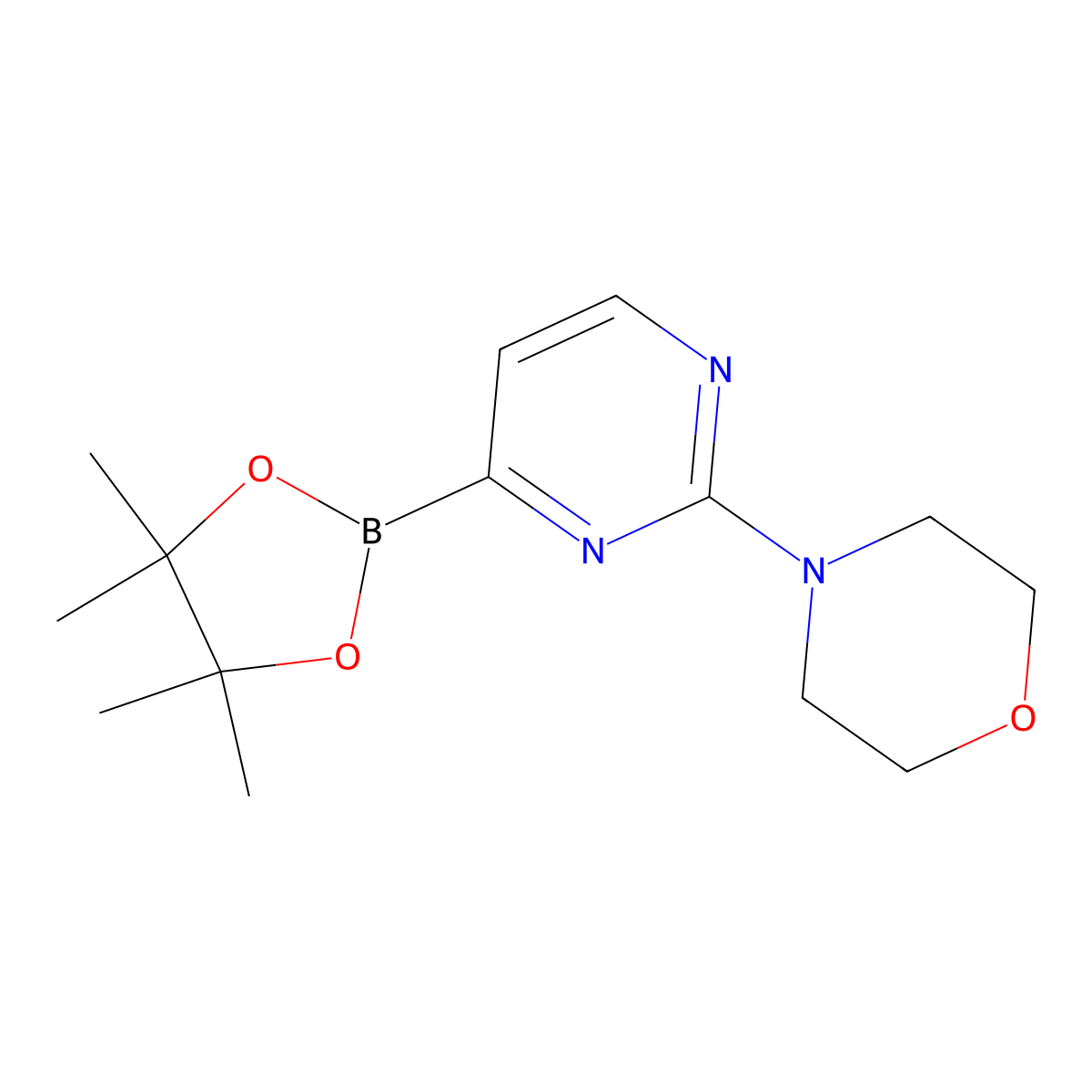 4-(4-(4,4,5,5-Tetramethyl-1,3,2-dioxaborolan-2-YL)pyrimidin-2-YL)morpholine molecular structure, CAS 1310384-38-3