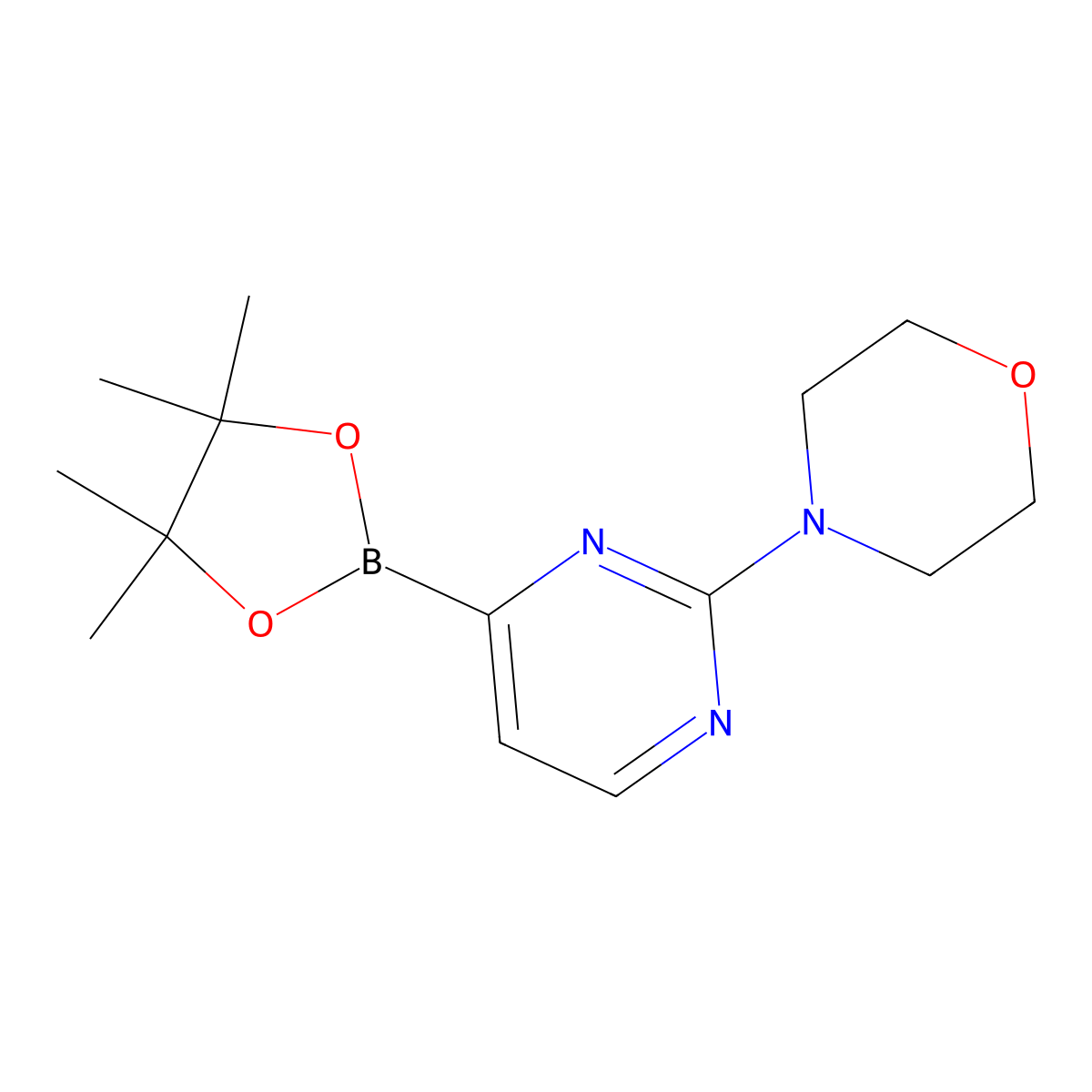 4-(4-(4,4,5,5-Tetramethyl-1,3,2-dioxaborolan-2-YL)pyrimidin-2-YL)morpholine molecular structure, CAS 1310384-38-3