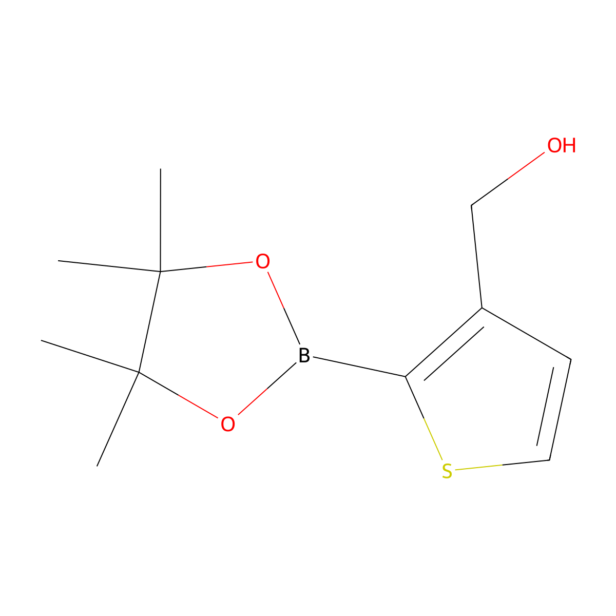 (2-(4,4,5,5-Tetramethyl-1,3,2-dioxaborolan-2-yl)thiophen-3-yl)methanol molecular structure, CAS 1310384-43-0