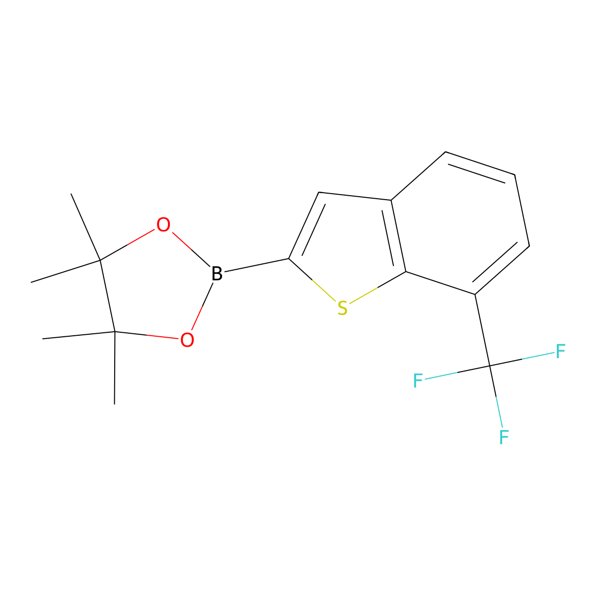 4,4,5,5-Tetramethyl-2-(7-(trifluoromethyl)benzo[b]thiophen-2-yl)-1,3,2-dioxaborolane molecular structure, CAS 1310384-44-1