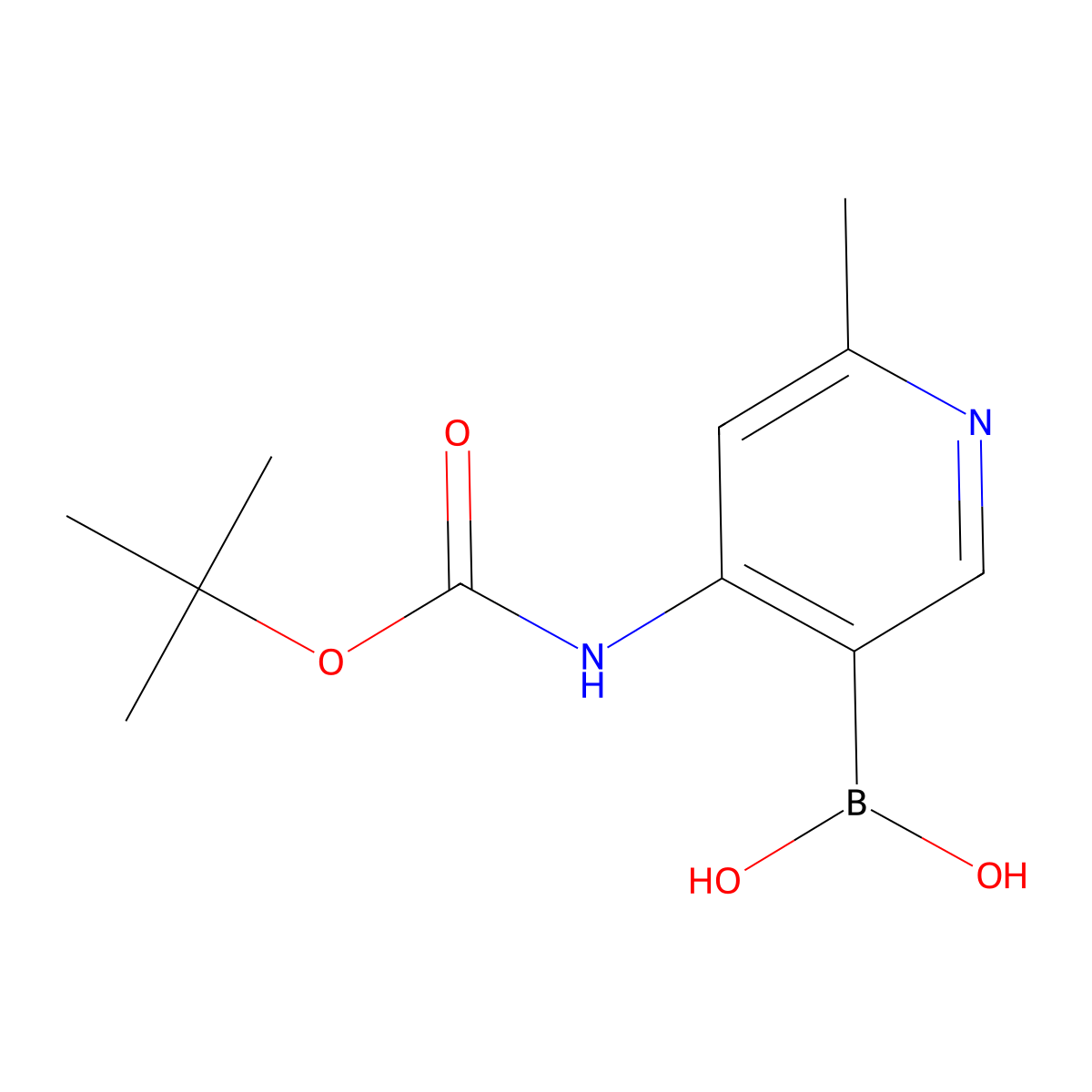 (4-((tert-Butoxycarbonyl)amino)-6-methylpyridin-3-yl)boronic acid molecular structure, CAS 1310384-83-8