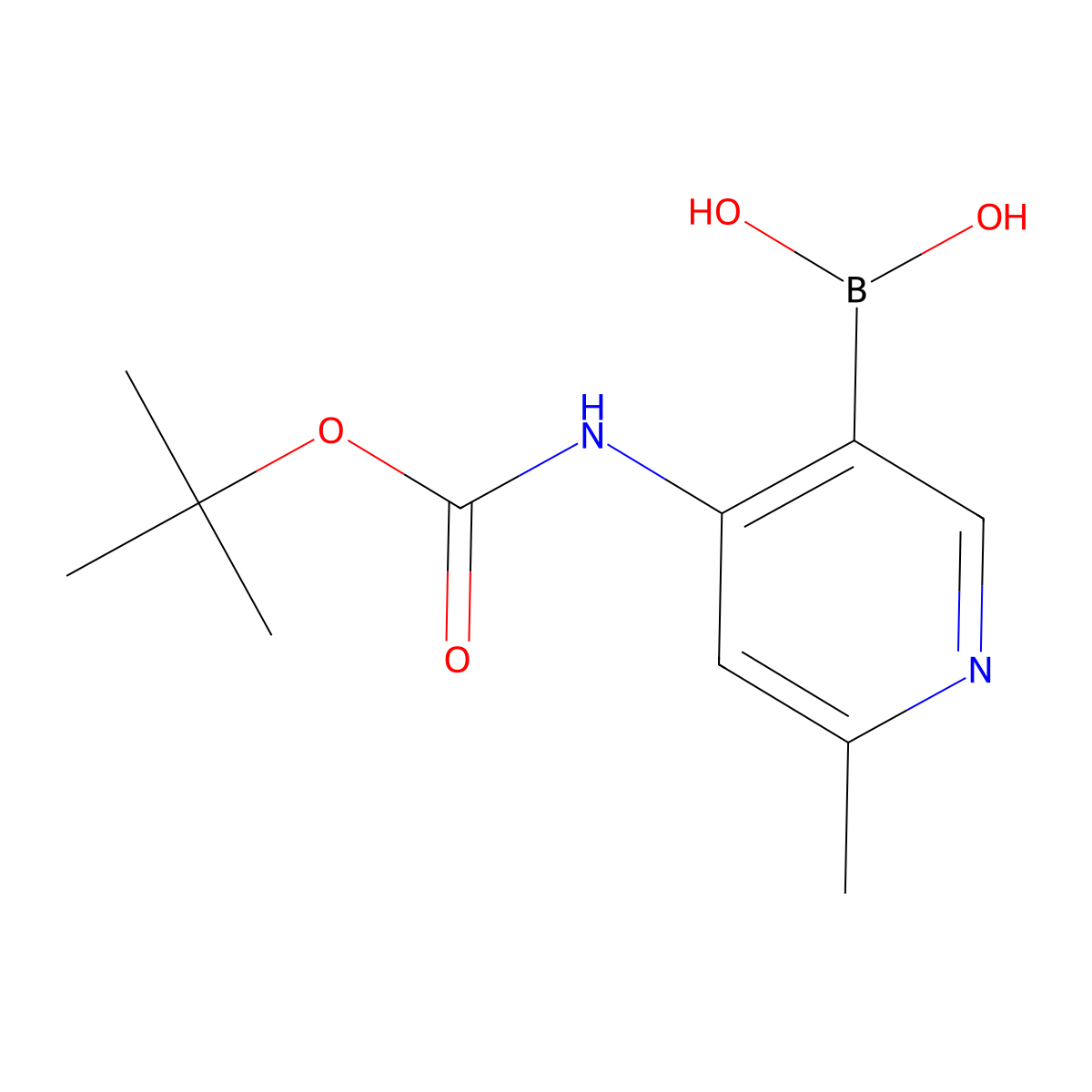 (4-((tert-Butoxycarbonyl)amino)-6-methylpyridin-3-yl)boronic acid molecular structure, CAS 1310384-83-8