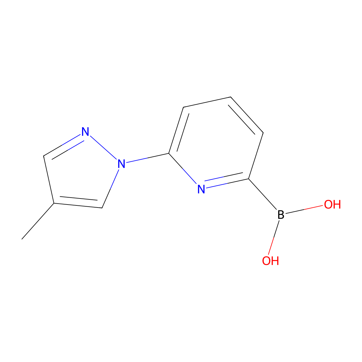 (6-(4-Methyl-1H-pyrazol-1-yl)pyridin-2-yl)boronic acid molecular structure, CAS 1310384-85-0