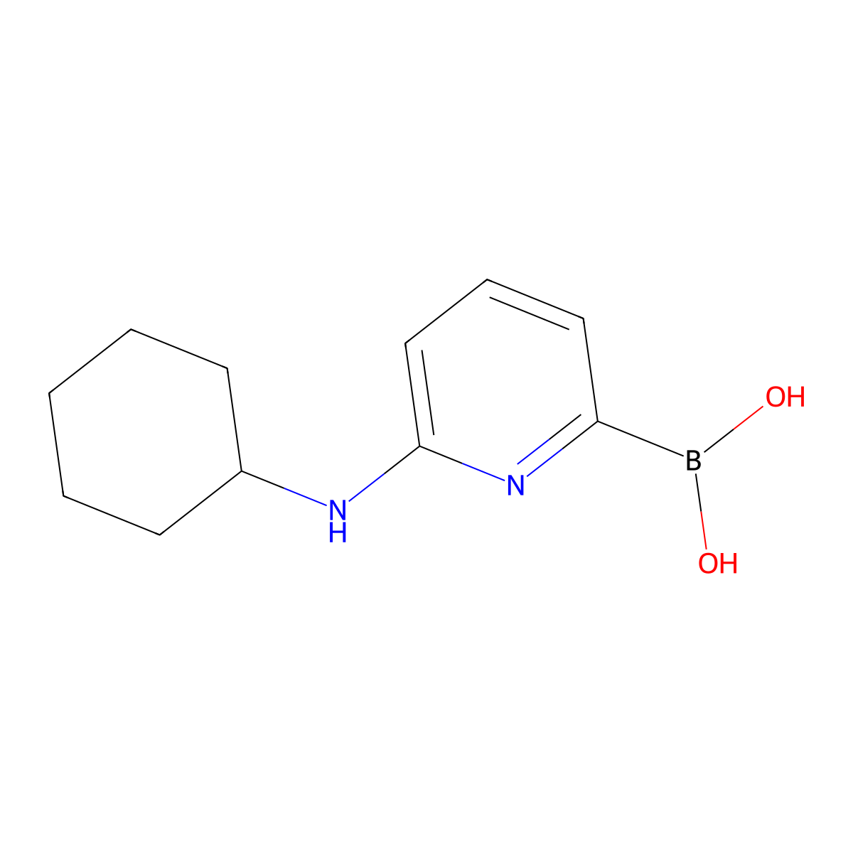 (6-(Cyclohexylamino)pyridin-2-yl)boronic acid molecular structure, CAS 1310384-86-1