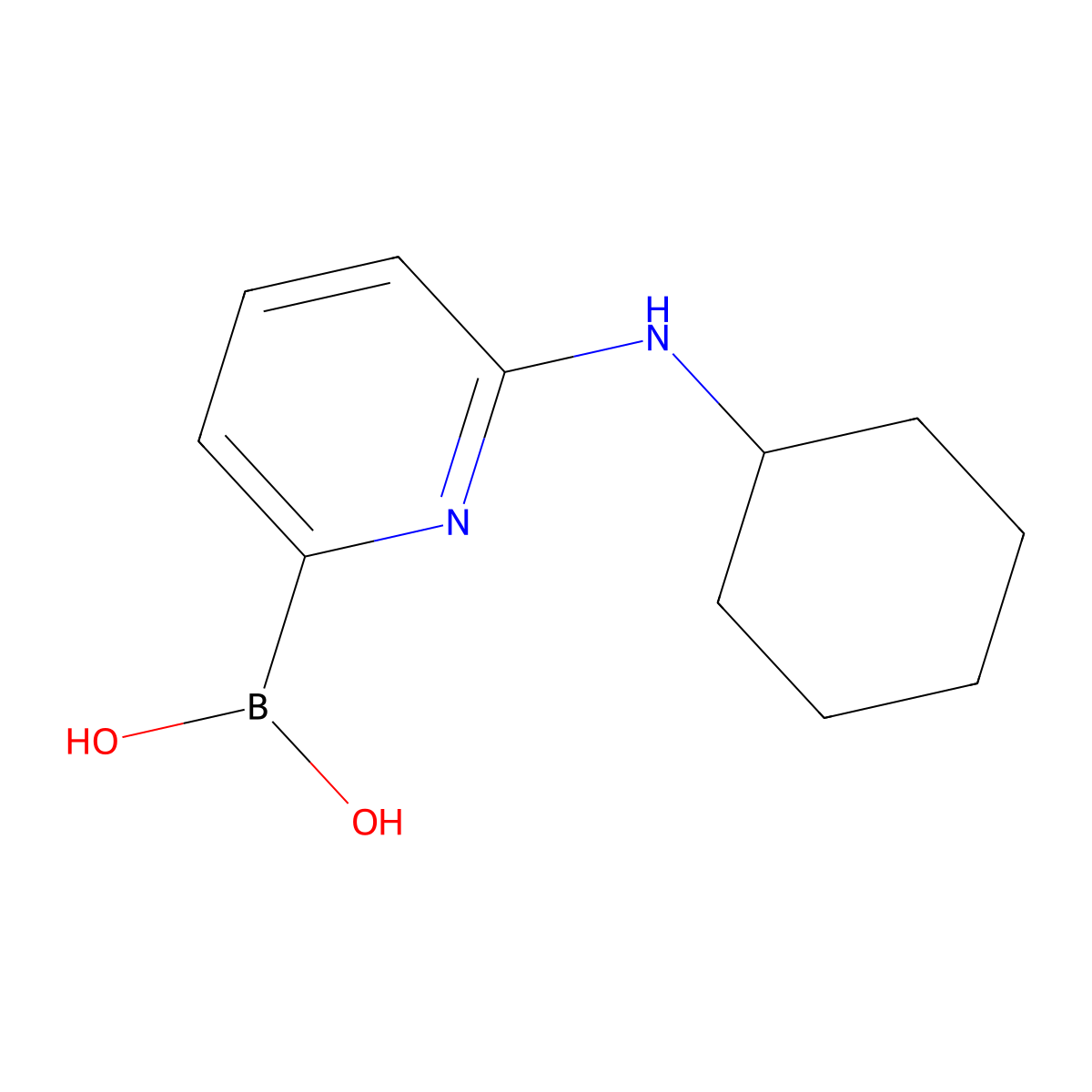 (6-(Cyclohexylamino)pyridin-2-yl)boronic acid molecular structure, CAS 1310384-86-1