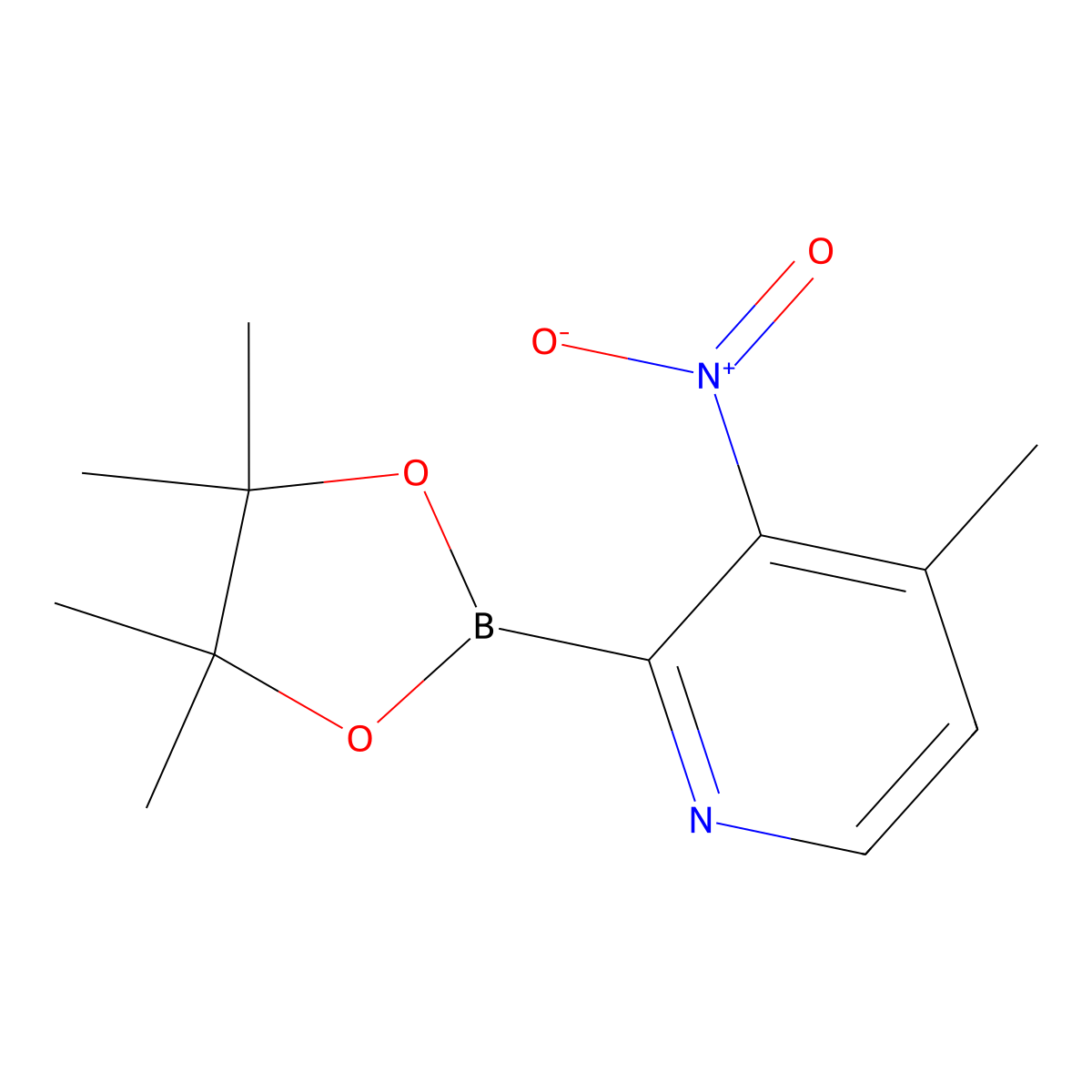 4-Methyl-3-nitro-2-(4,4,5,5-tetramethyl-1,3,2-dioxaborolan-2-yl)pyridine molecular structure, CAS 1310384-89-4