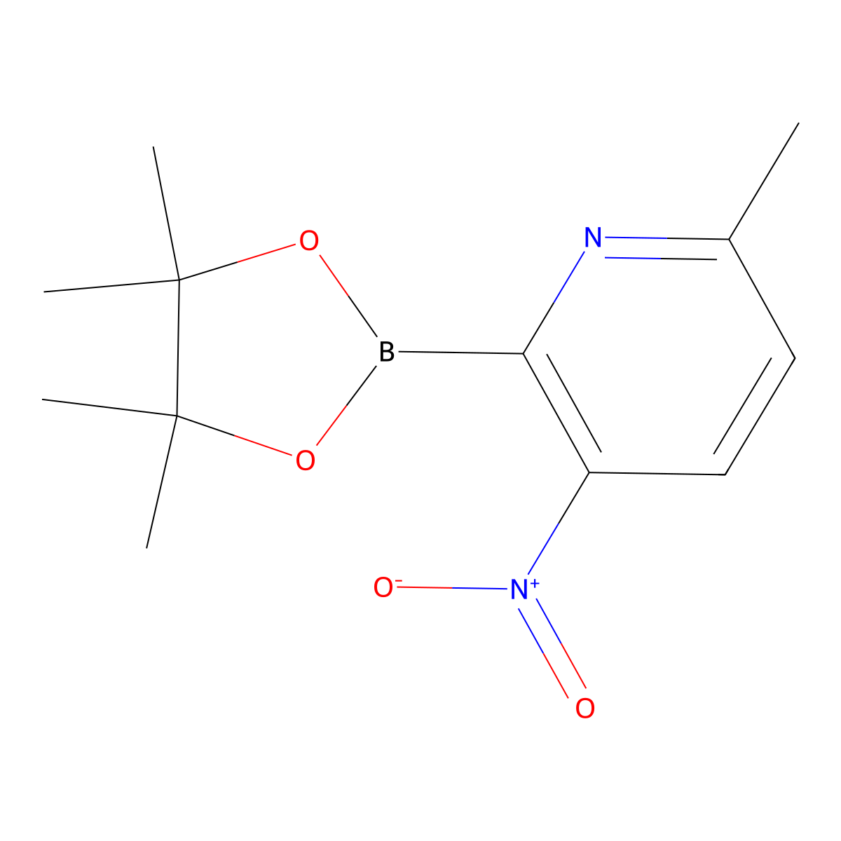 6-Methyl-3-nitro-2-(4,4,5,5-tetramethyl-1,3,2-dioxaborolan-2-yl)pyridine molecular structure, CAS 1310384-91-8