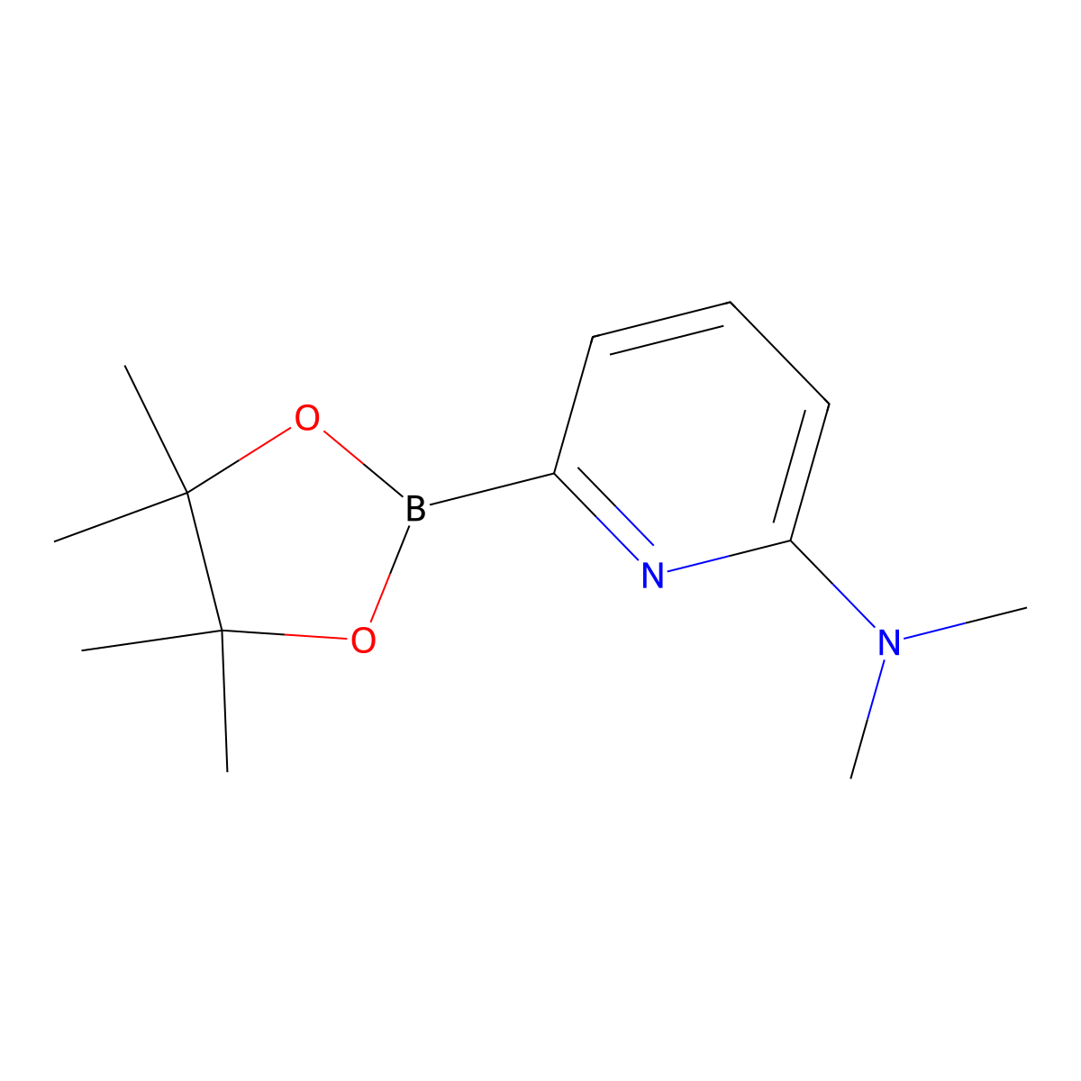 N,N-Dimethyl-6-(4,4,5,5-tetramethyl-1,3,2-dioxaborolan-2-yl)pyridin-2-amine molecular structure, CAS 1310385-02-4