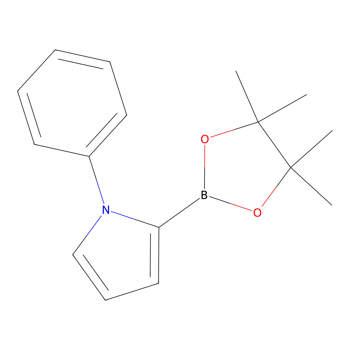 1-Phenyl-2-(4,4,5,5-tetramethyl-1,3,2-dioxaborolan-2-yl)-1H-pyrrole molecular structure, CAS 1310403-85-0