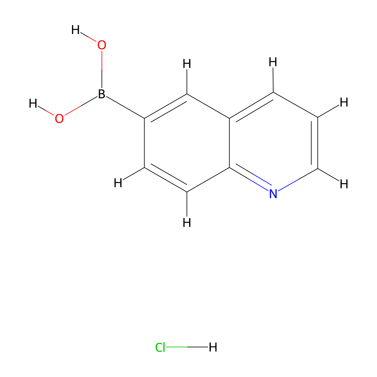 Quinolin-6-ylboronic acid hydrochloride molecular structure, CAS 1310403-86-1